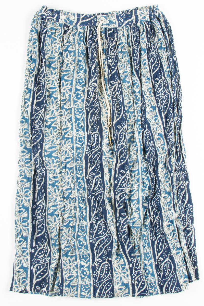 Blue Leaf Print Hippie Skirt