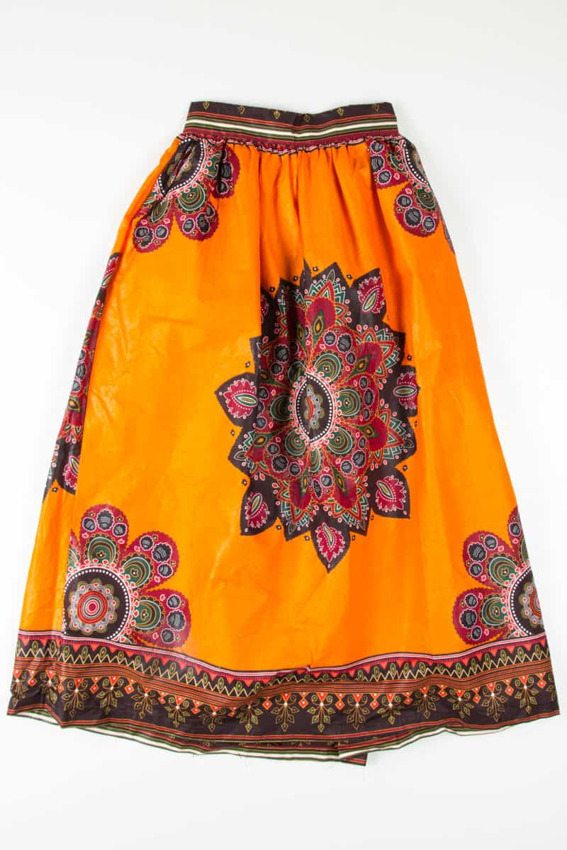 Orange Dashiki Maxi Skirt