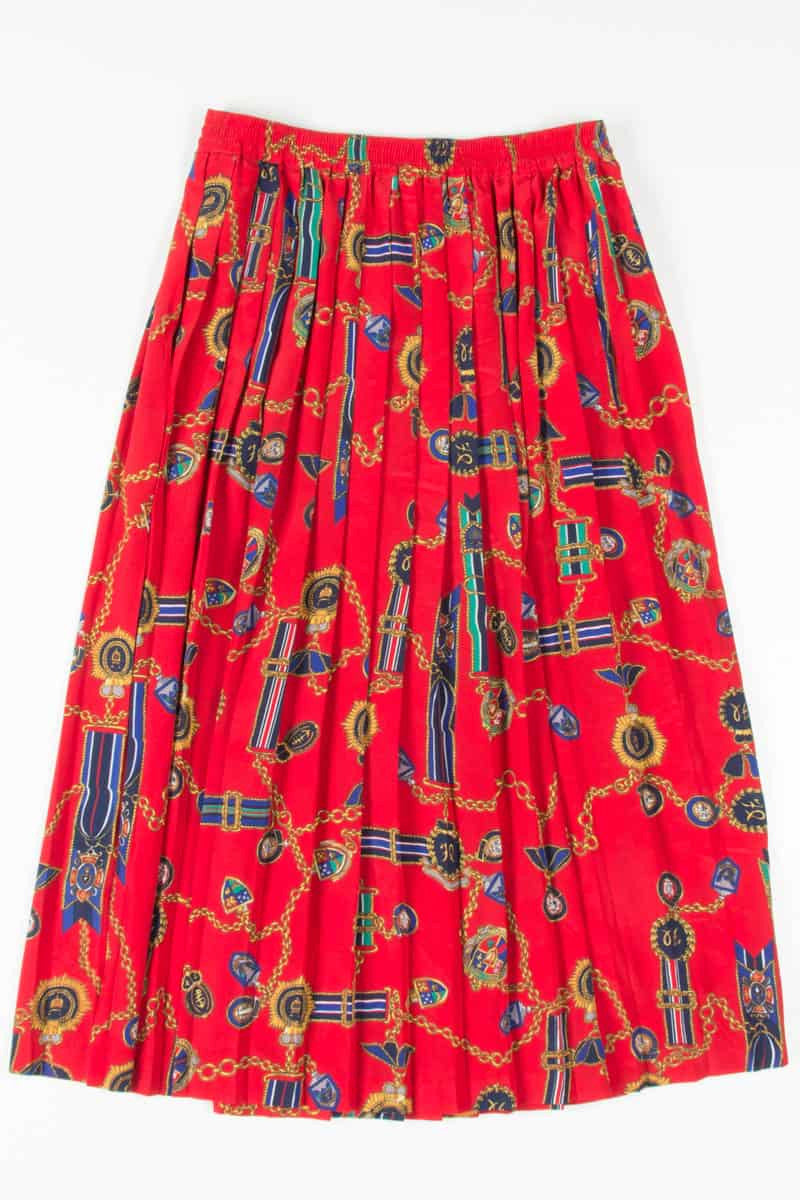 Red Medals Pleated Skirt