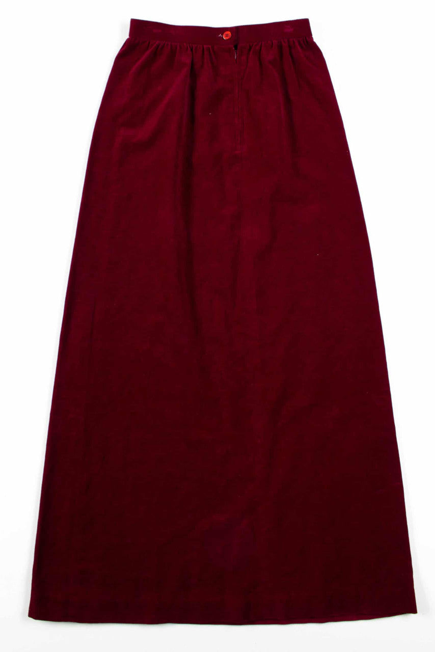 Burgundy Velvet Maxi Skirt