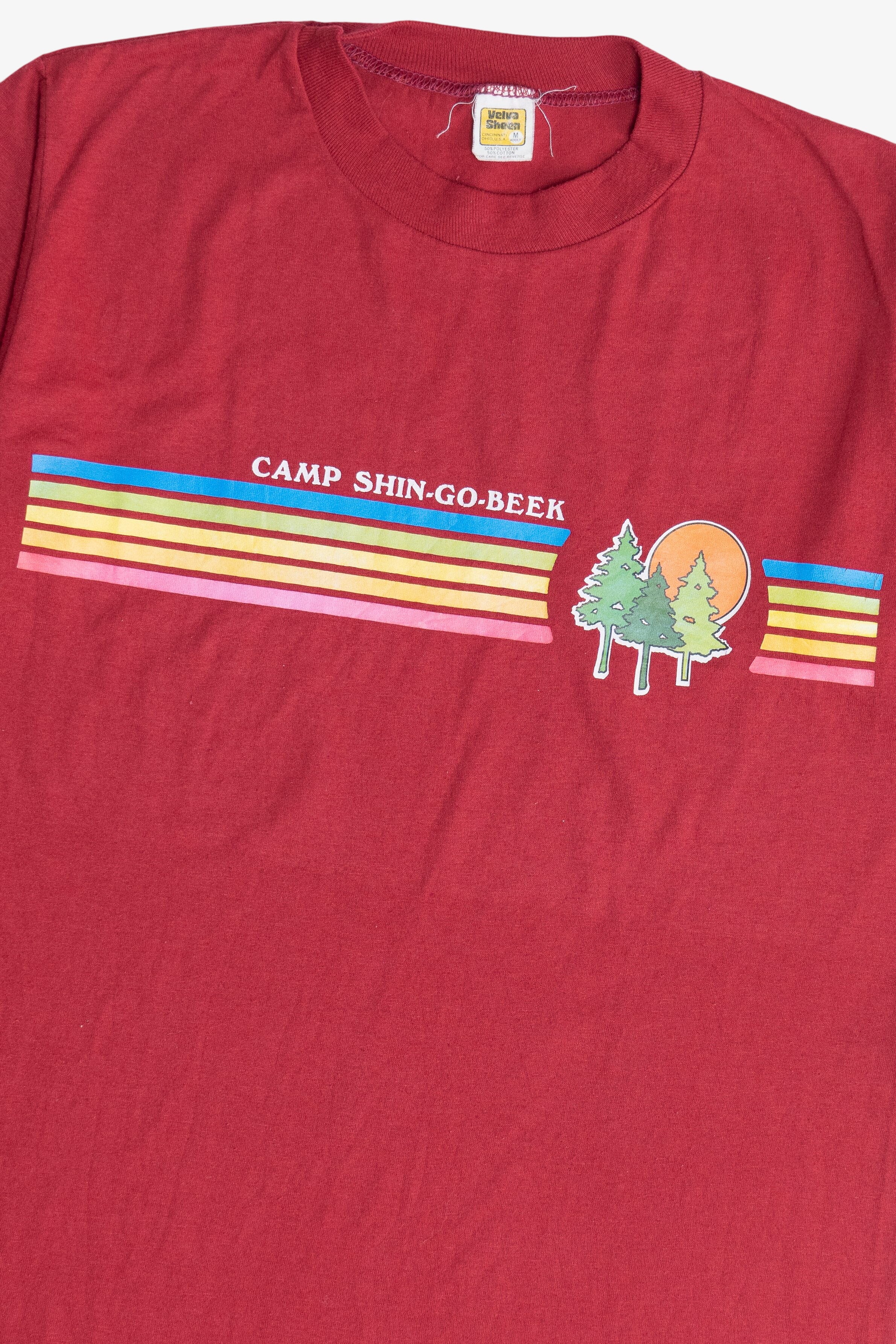 Vintage "Camp Shin-Go-Beek" Rainbow Stripe Single Stitch T-Shirt (1980s)