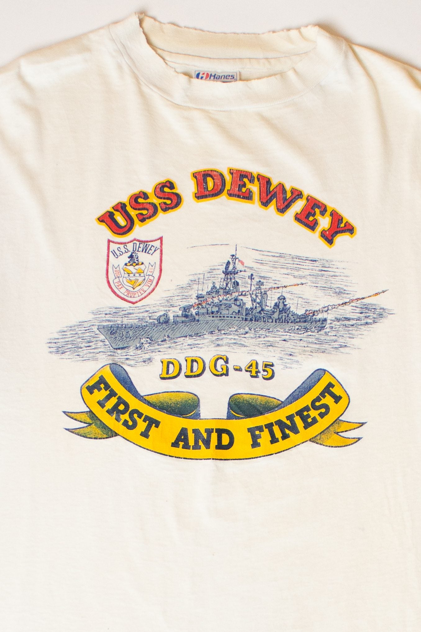 Vintage USS Dewey First And Finest T-Shirt (1990s)