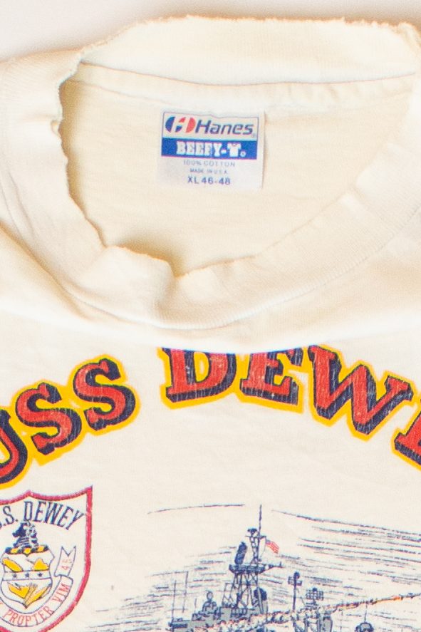 Vintage USS Dewey First And Finest T-Shirt (1990s)