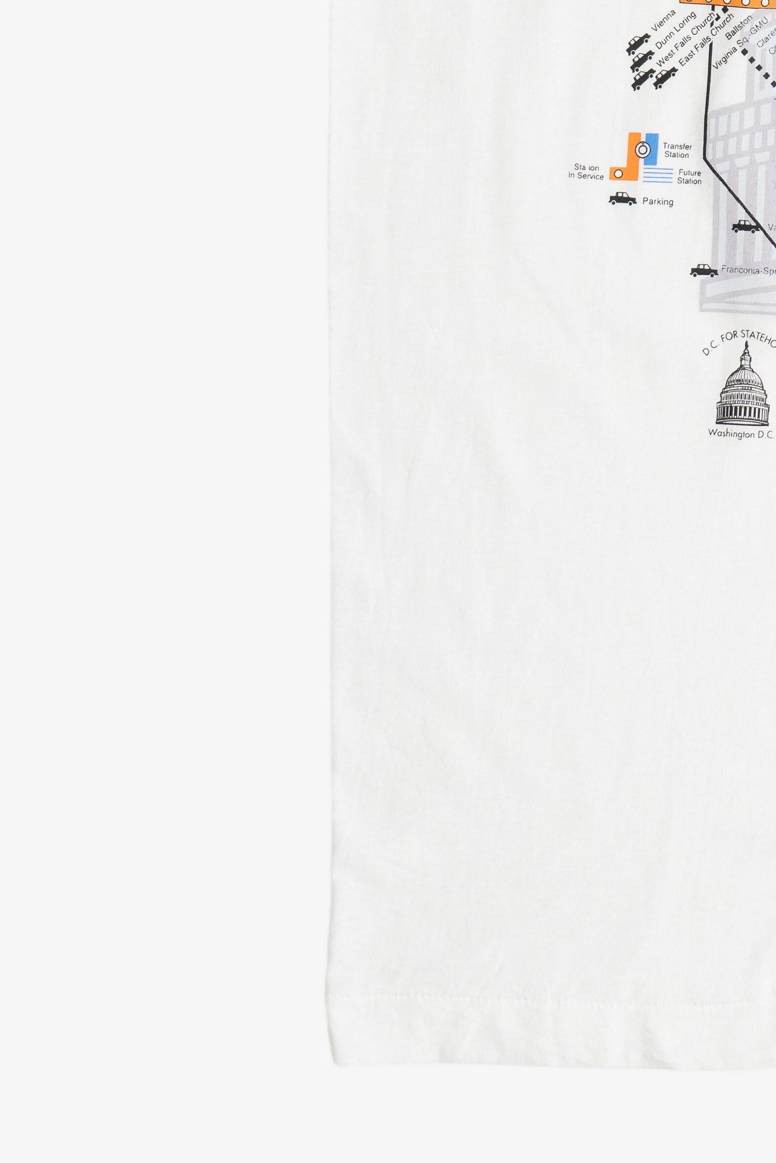 Vintage "Washington Metro" Subway Map Souvenir Sleep T-Shirt (1990s)