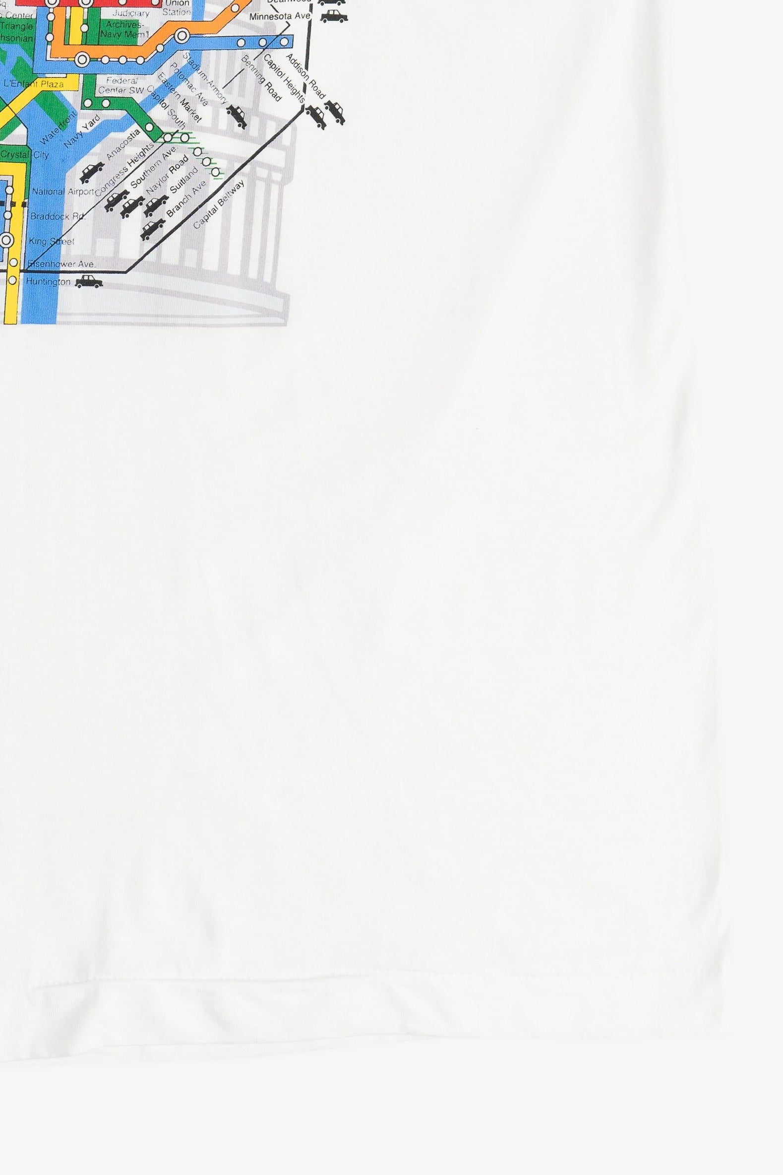 Vintage "Washington Metro" Subway Map Souvenir Sleep T-Shirt (1990s)