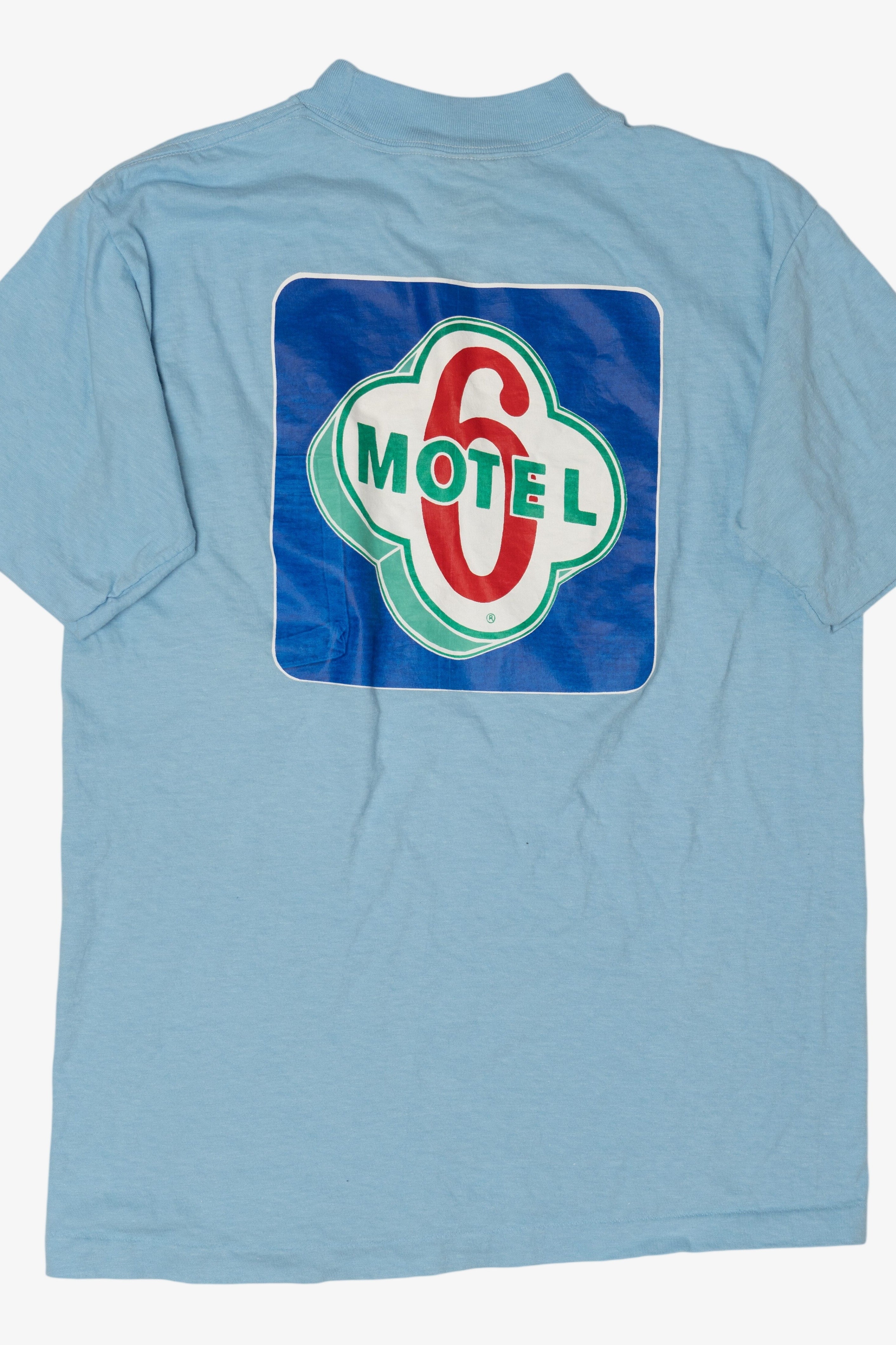 Vintage Light Blue Motel 6 Pocket T-Shirt (1980s)