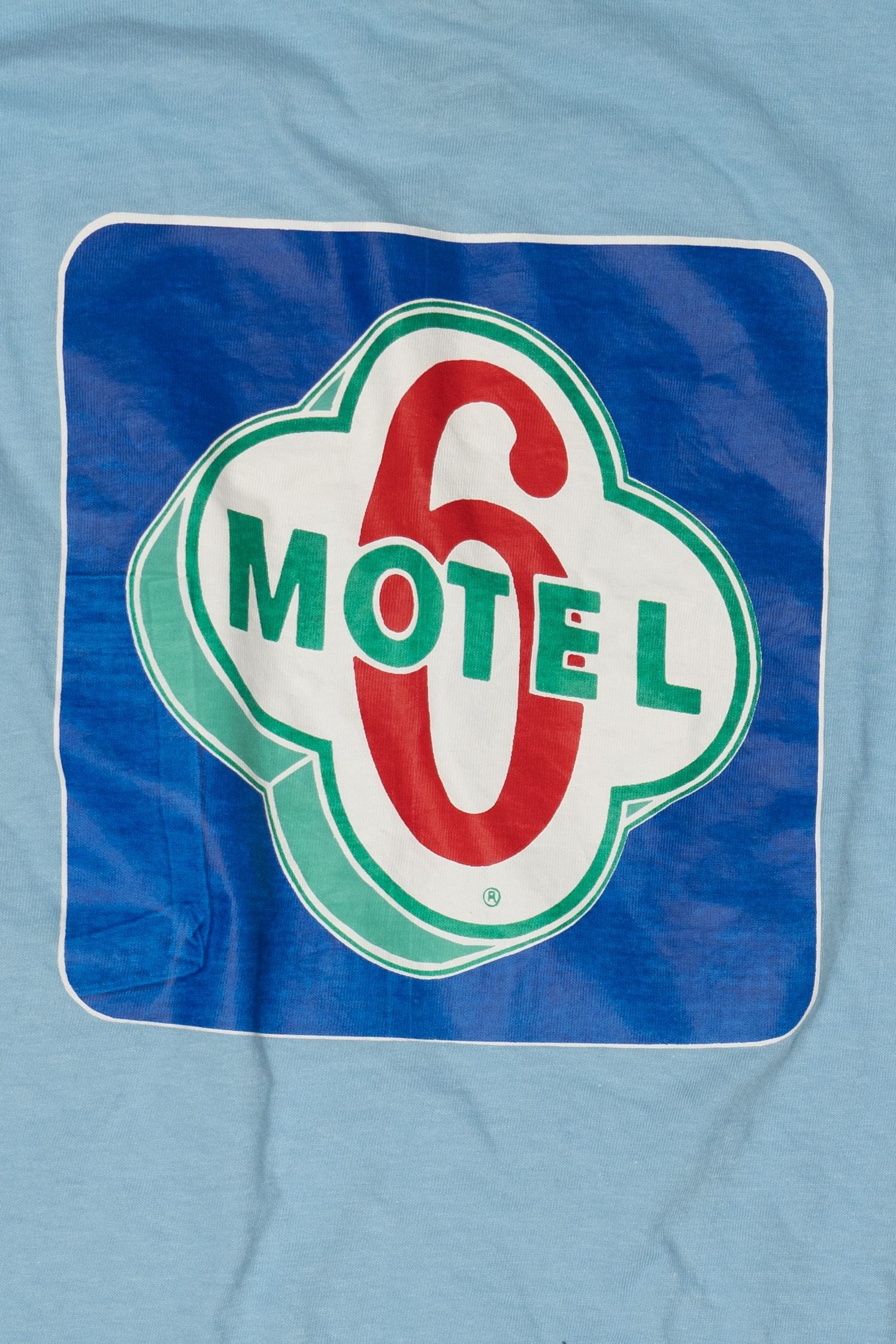 Vintage Light Blue Motel 6 Pocket T-Shirt (1980s)