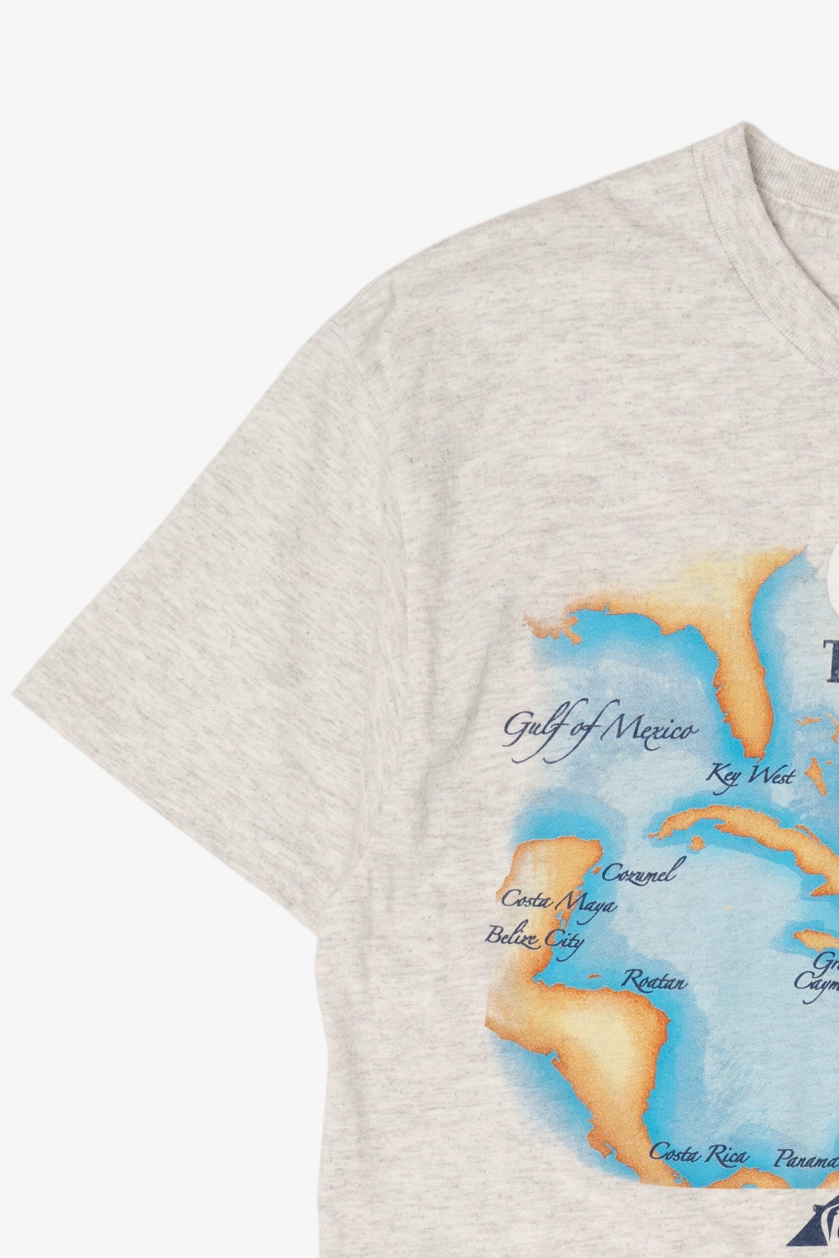 Vintage Light Gray "Cruising The Caribbean" Map T-Shirt (1990s)