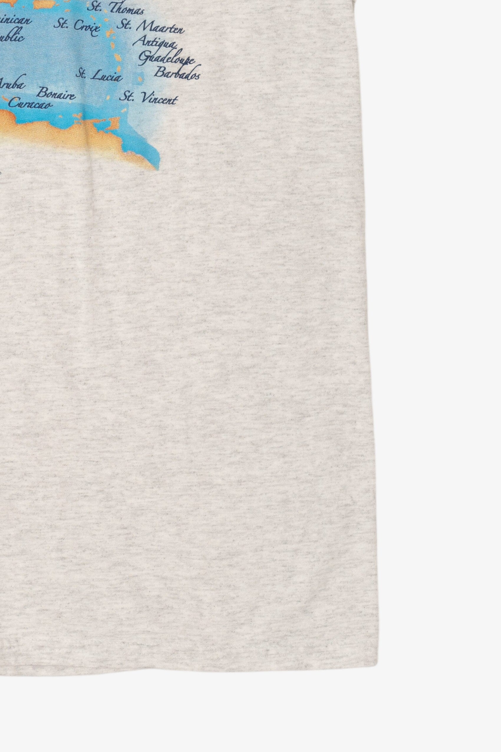 Vintage Light Gray "Cruising The Caribbean" Map T-Shirt (1990s)