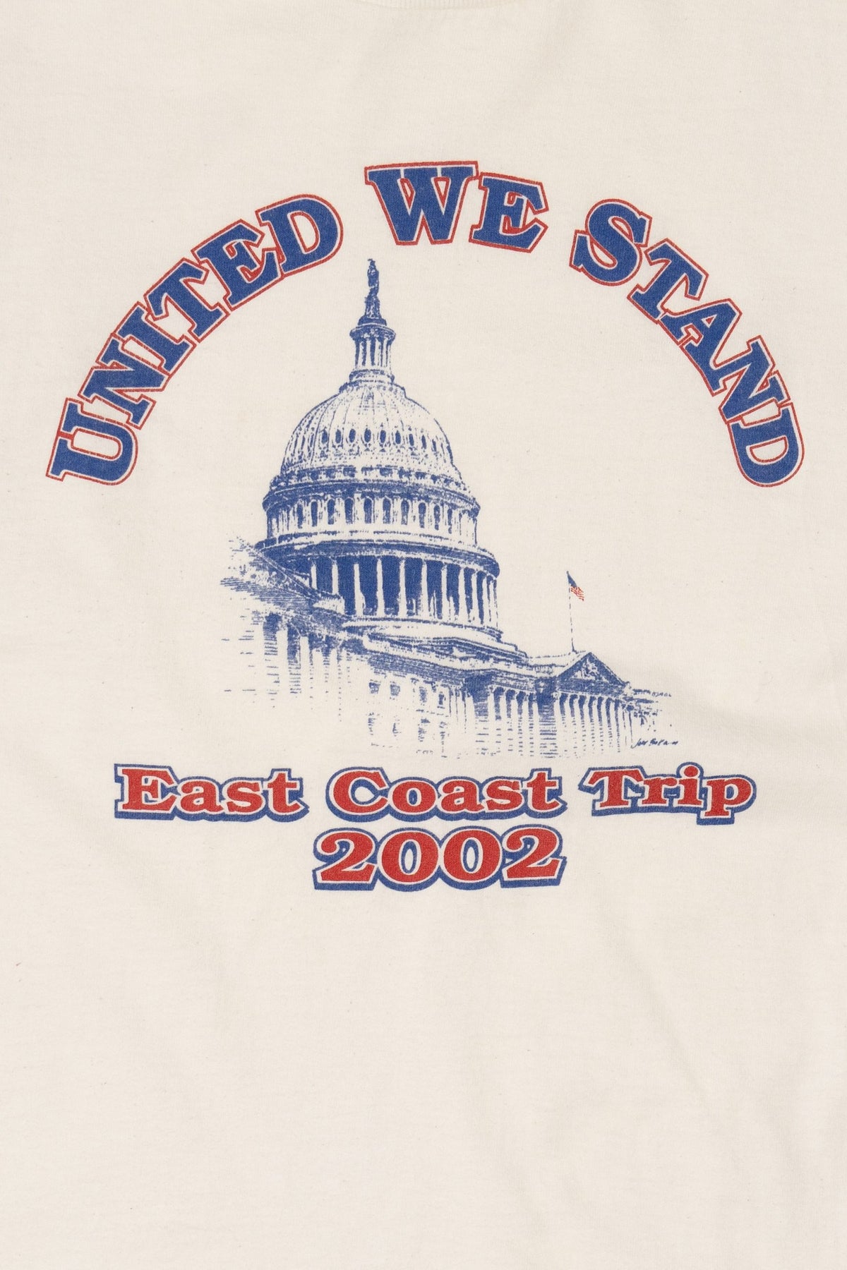 Vintage White "United We Stand" East Coast Trip 2002 T-Shirt (2000s)