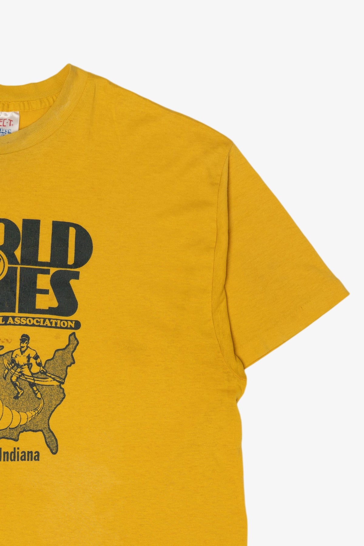 Vintage Yellow National Softball Association World Series Indiana Single Stitch T-Shirt (1980s)