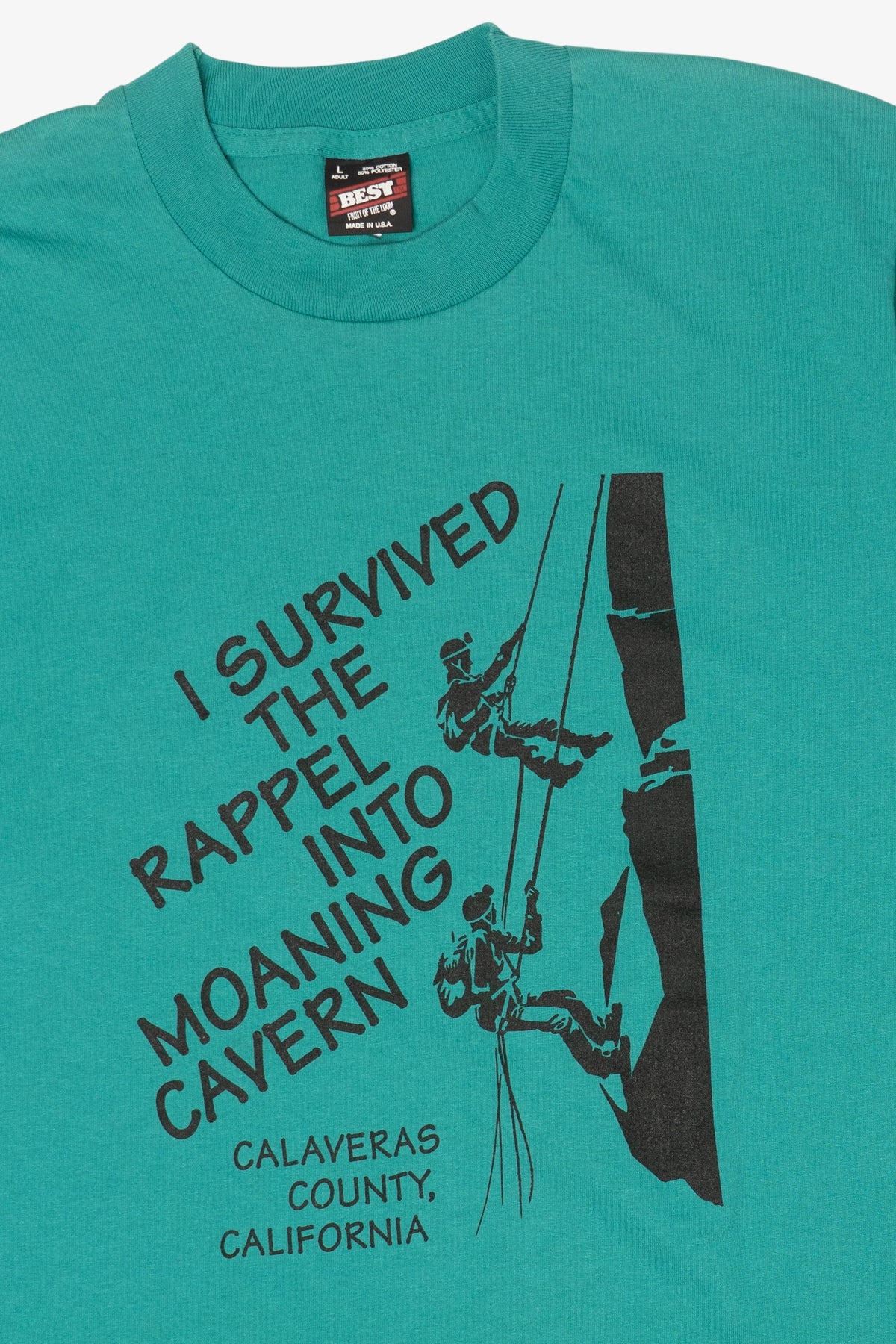 Vintage Teal "I Survived The Moaning Cavern" SIngle Stitch T-Shirt (1990s)