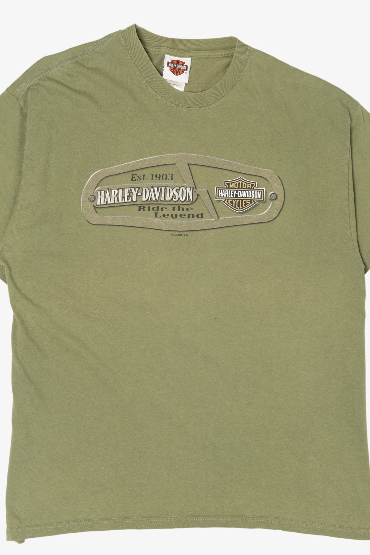 Green Harley Davidson "Jim's On The Pass" T-Shirt (2000s)