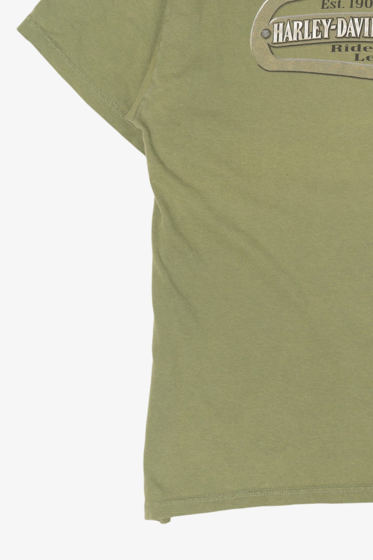 Green Harley Davidson "Jim's On The Pass" T-Shirt (2000s)