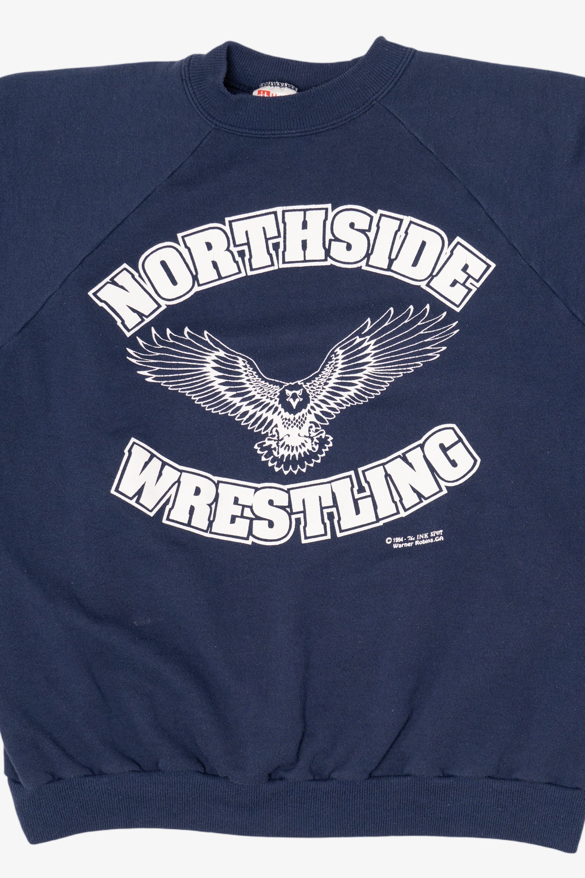 Vintage Navy Blue Northside Wrestling Raglan Sweatshirt (1990s)