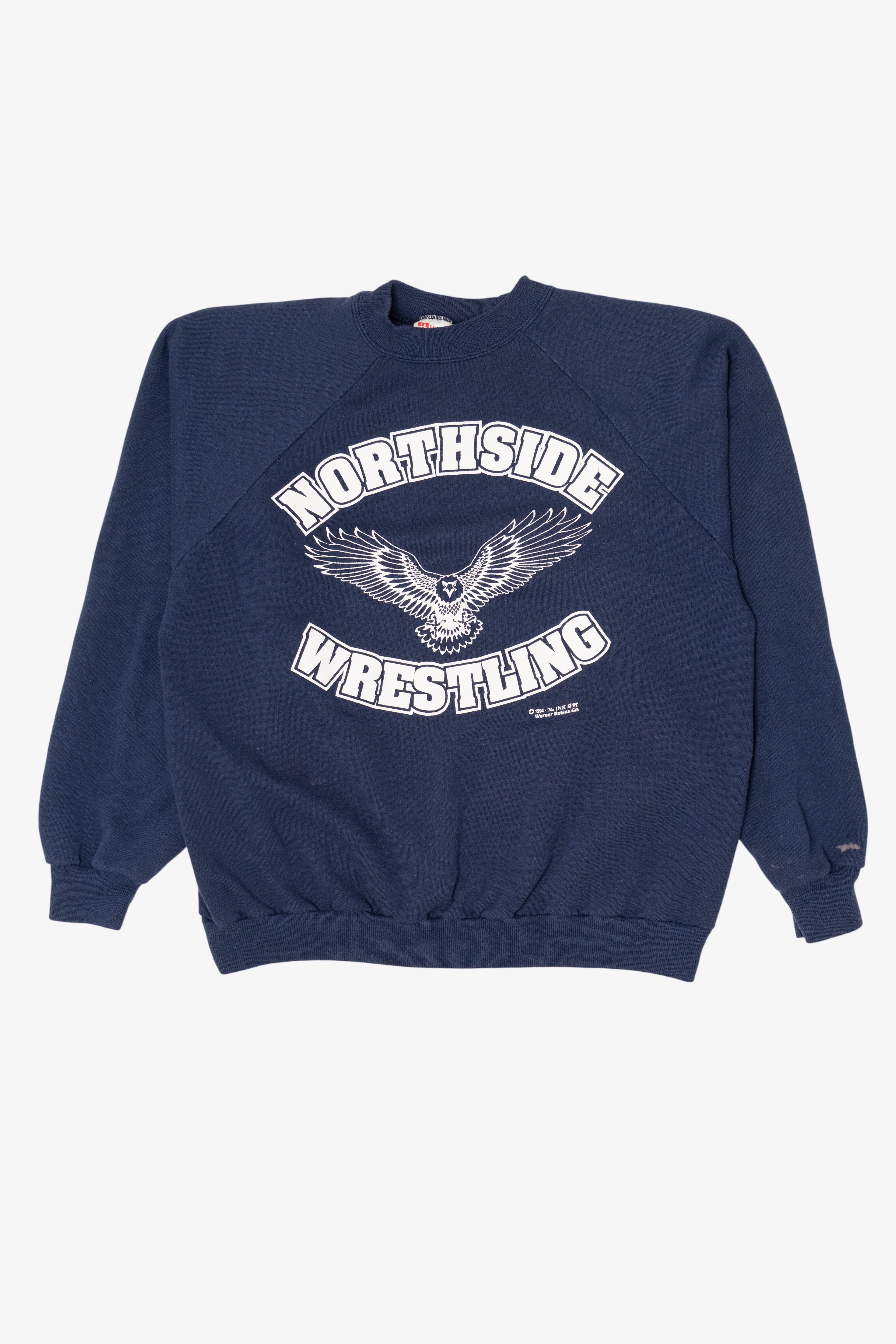 Vintage Navy Blue Northside Wrestling Raglan Sweatshirt (1990s)