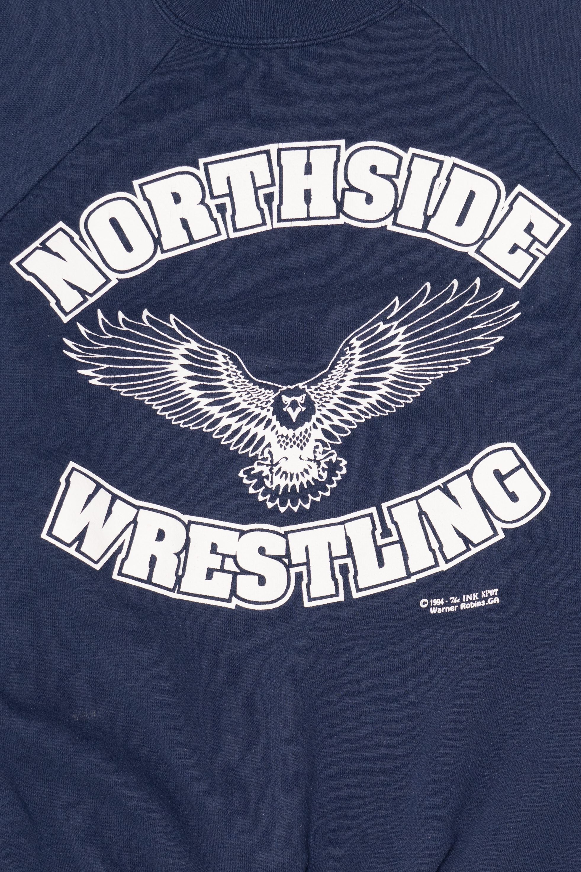 Vintage Navy Blue Northside Wrestling Raglan Sweatshirt (1990s)