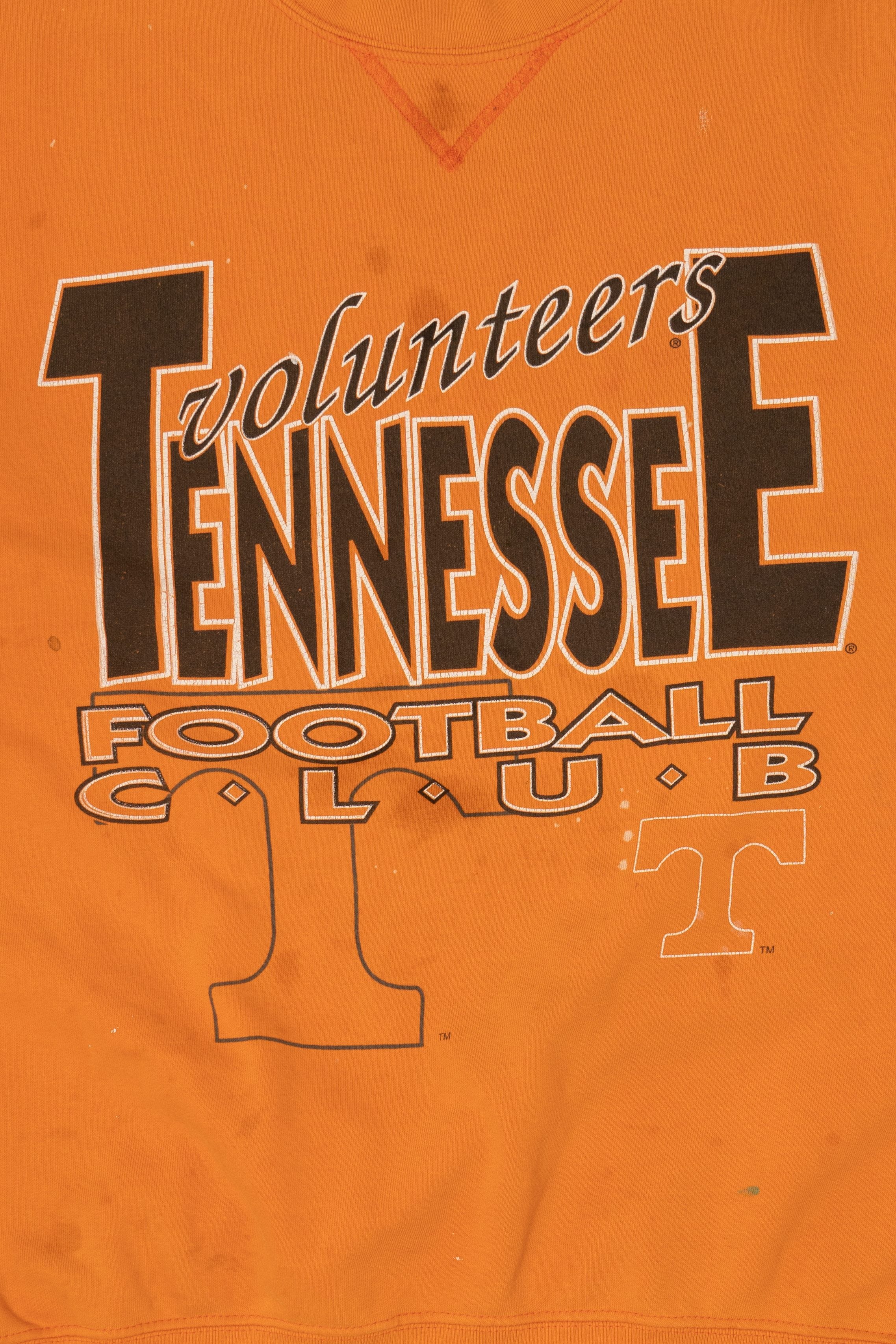 Vintage Distressed Orange Tennessee Volunteers Football Club Sweatshirt (1980s)