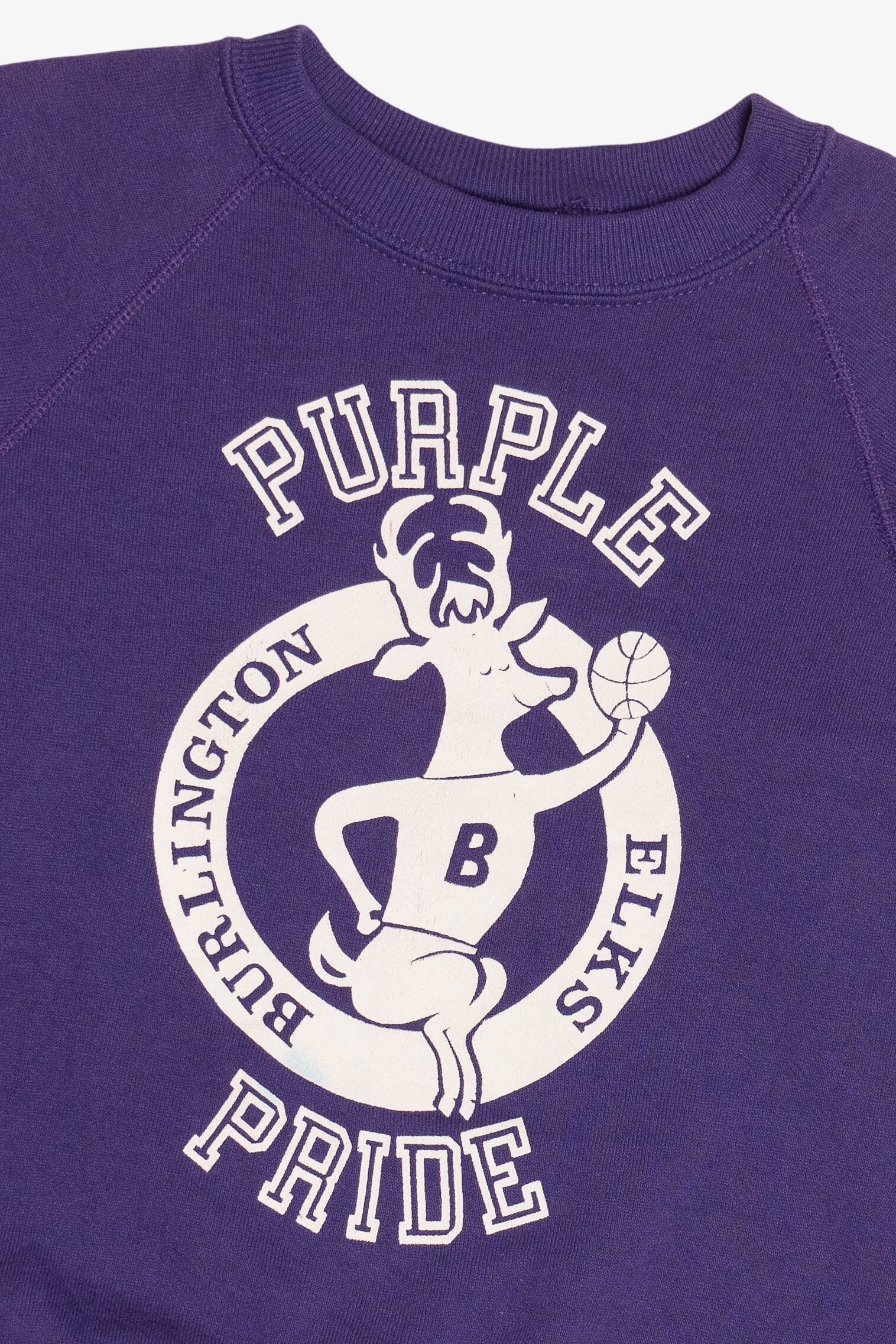Vintage "Burlington Elks" "Purple Pride" Elk Basketball Mascot Sweatshirt (1990s)