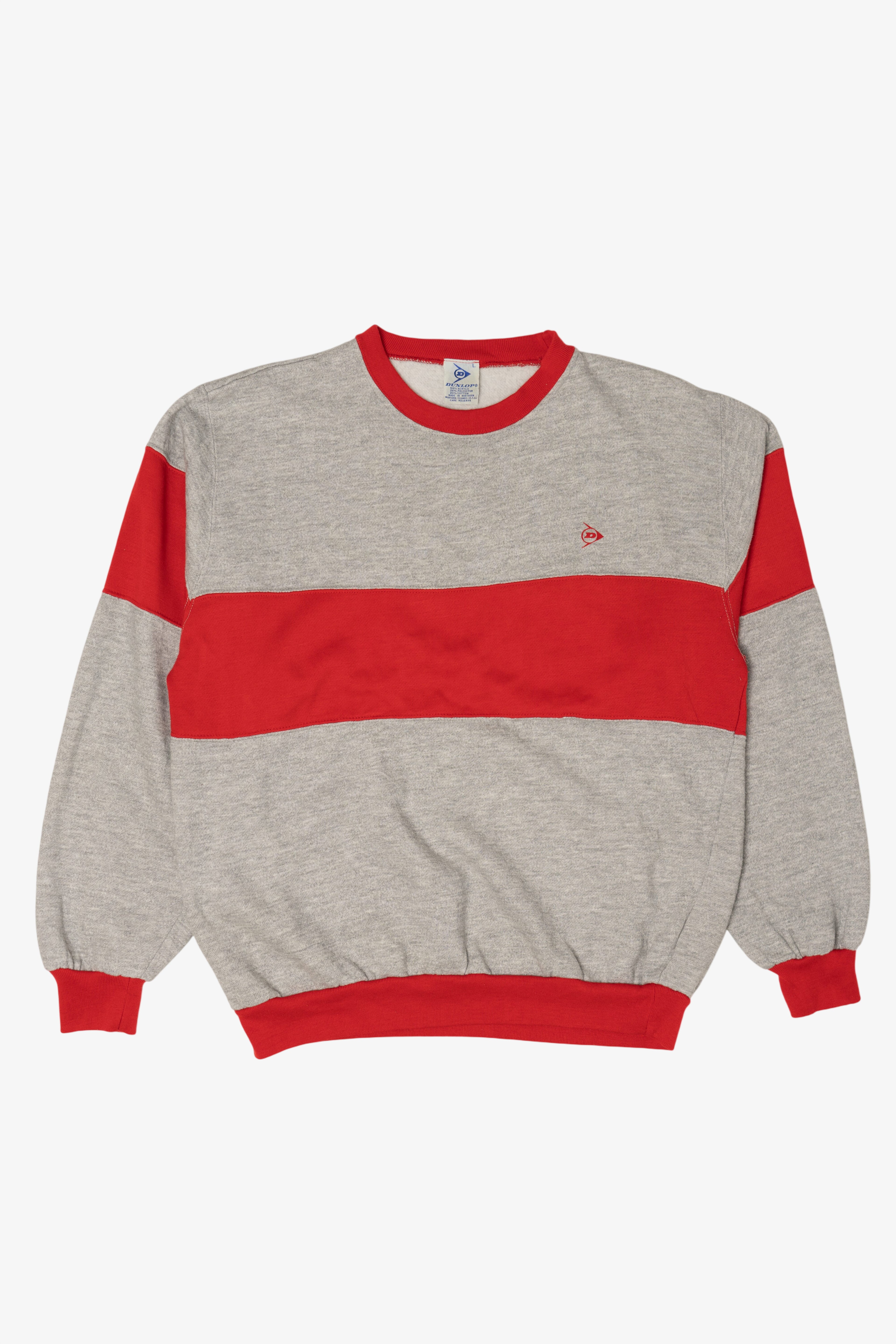 Vintage Dunlop Red And Gray Color Block Sweatshirt (1980s)