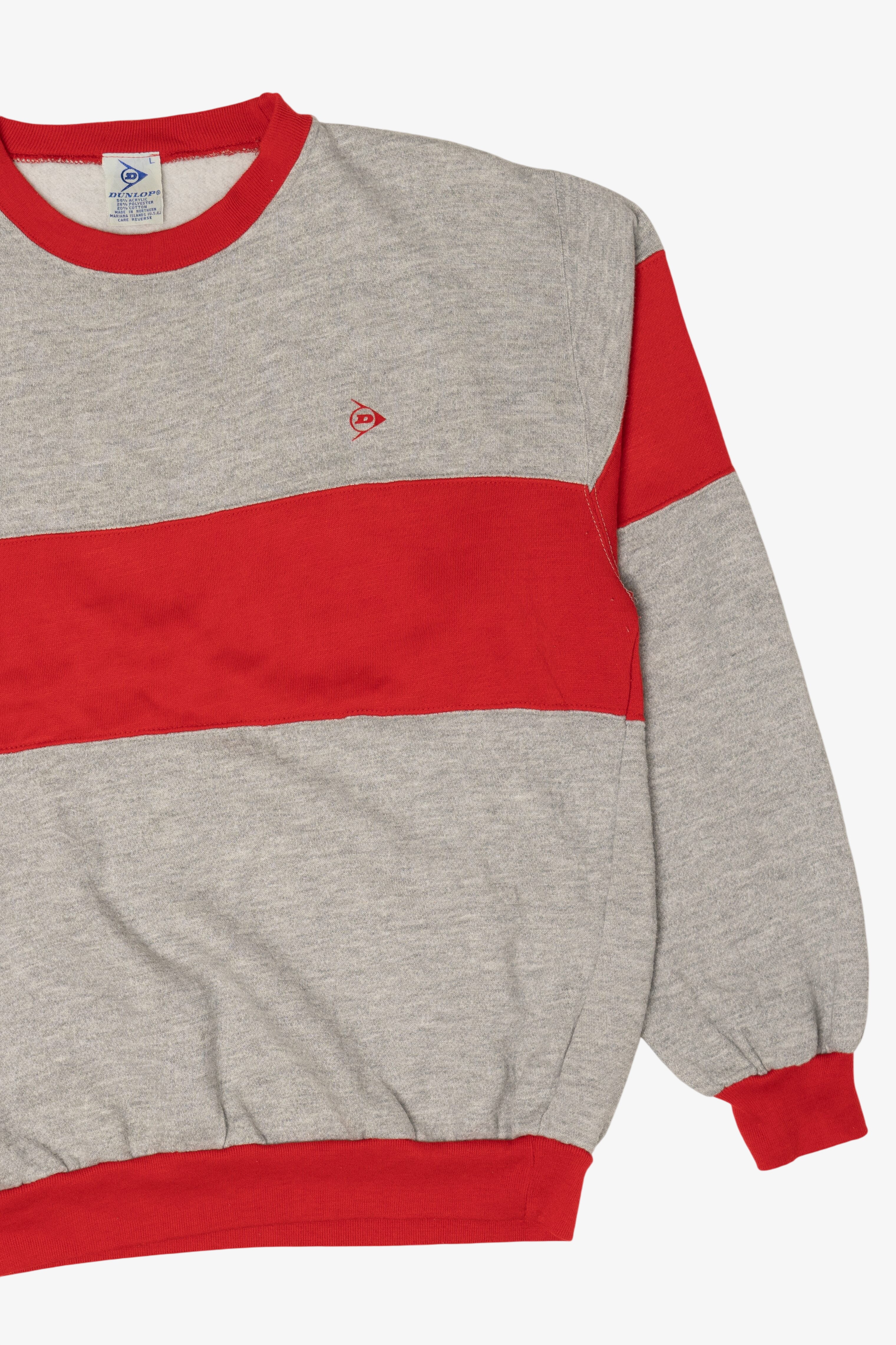 Vintage Dunlop Red And Gray Color Block Sweatshirt (1980s)