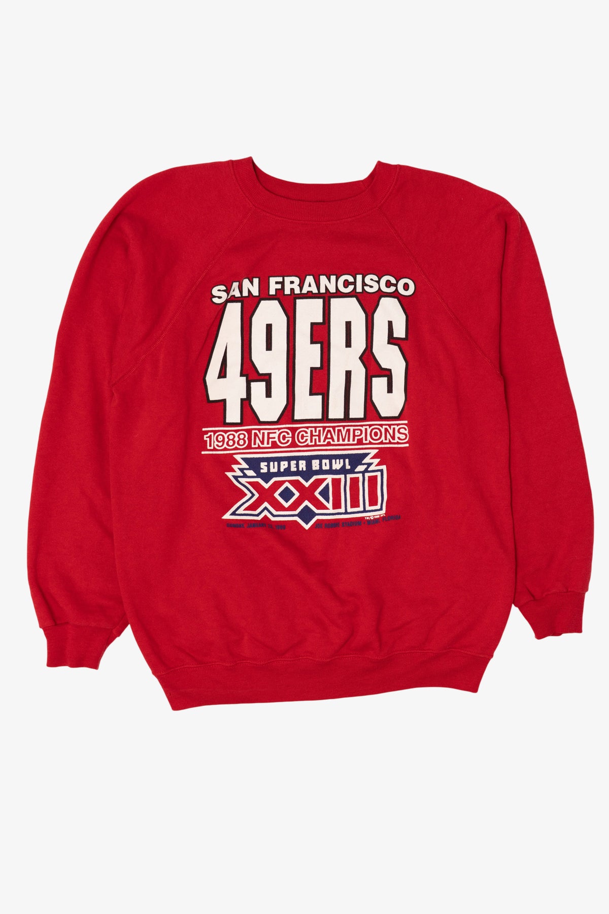Vintage Red San Francisco 49ers 1988 NFC Champions Super Bowl Raglan Sweatshirt (1980s)