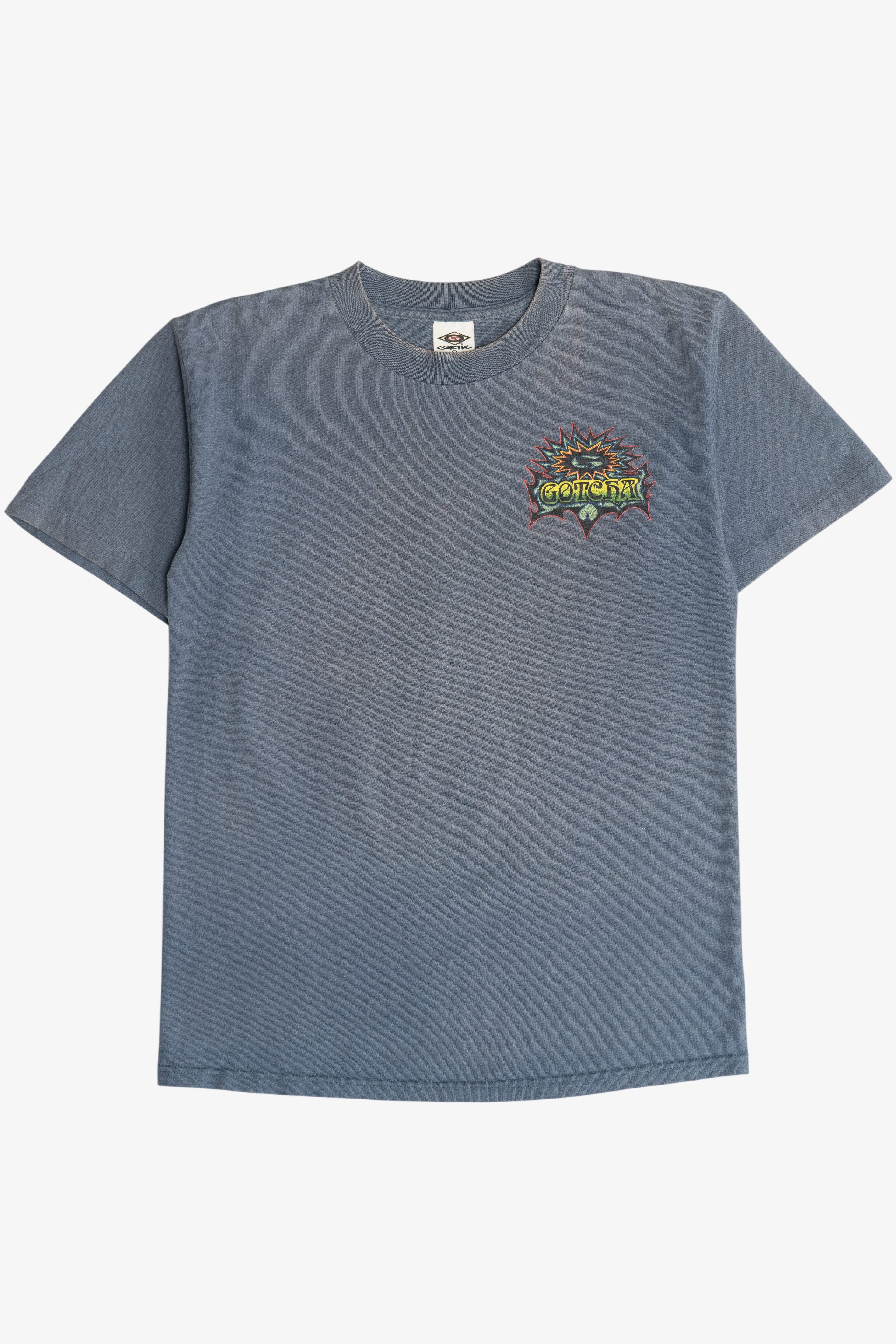 Vintage Distressed "Gotcha" Surf Logo Sun Faded T-Shirt (1990s)