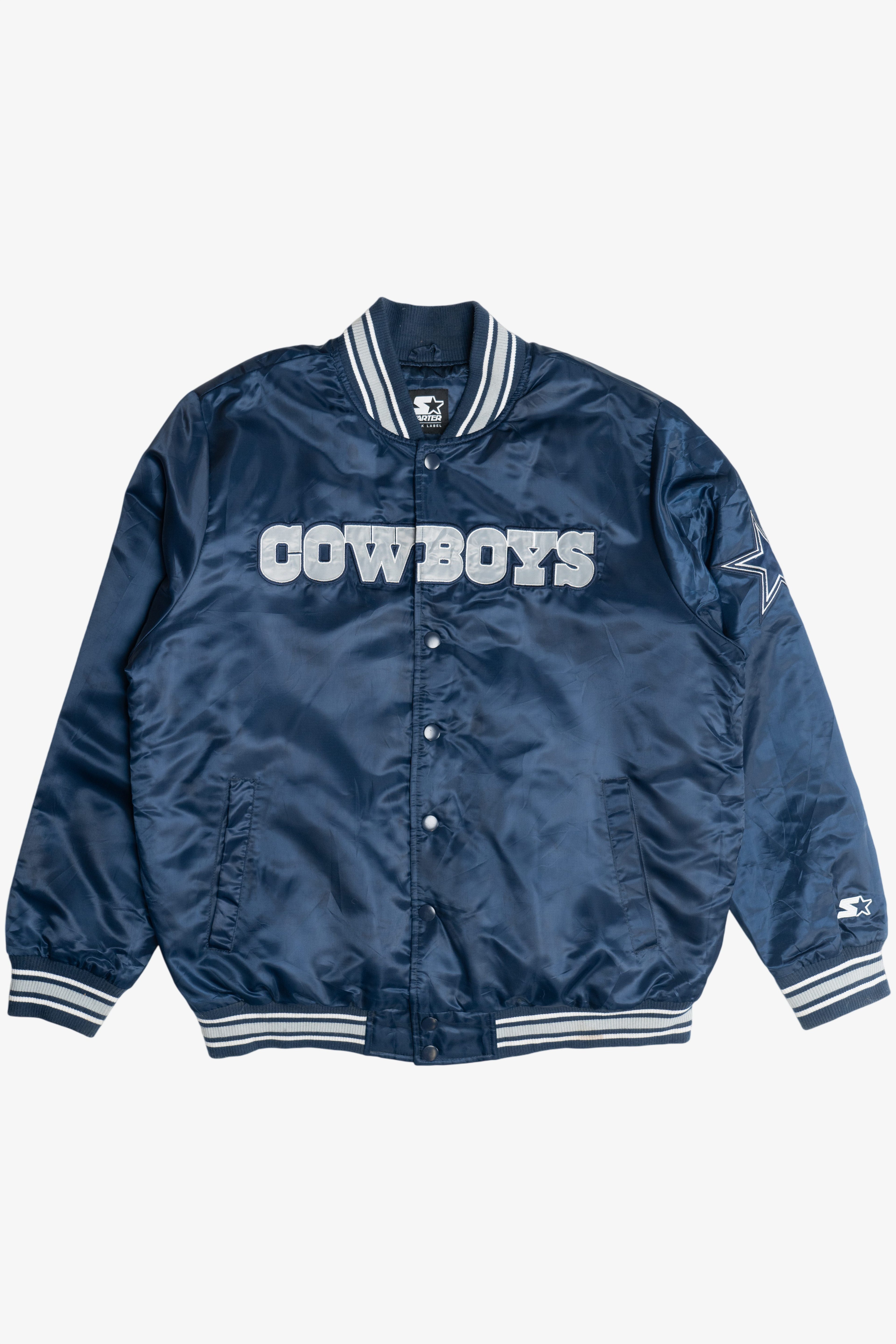 "Cowboys" Dallas Cowboys Quilt Lined Full Snap Black Label Starter Jacket (2000s)