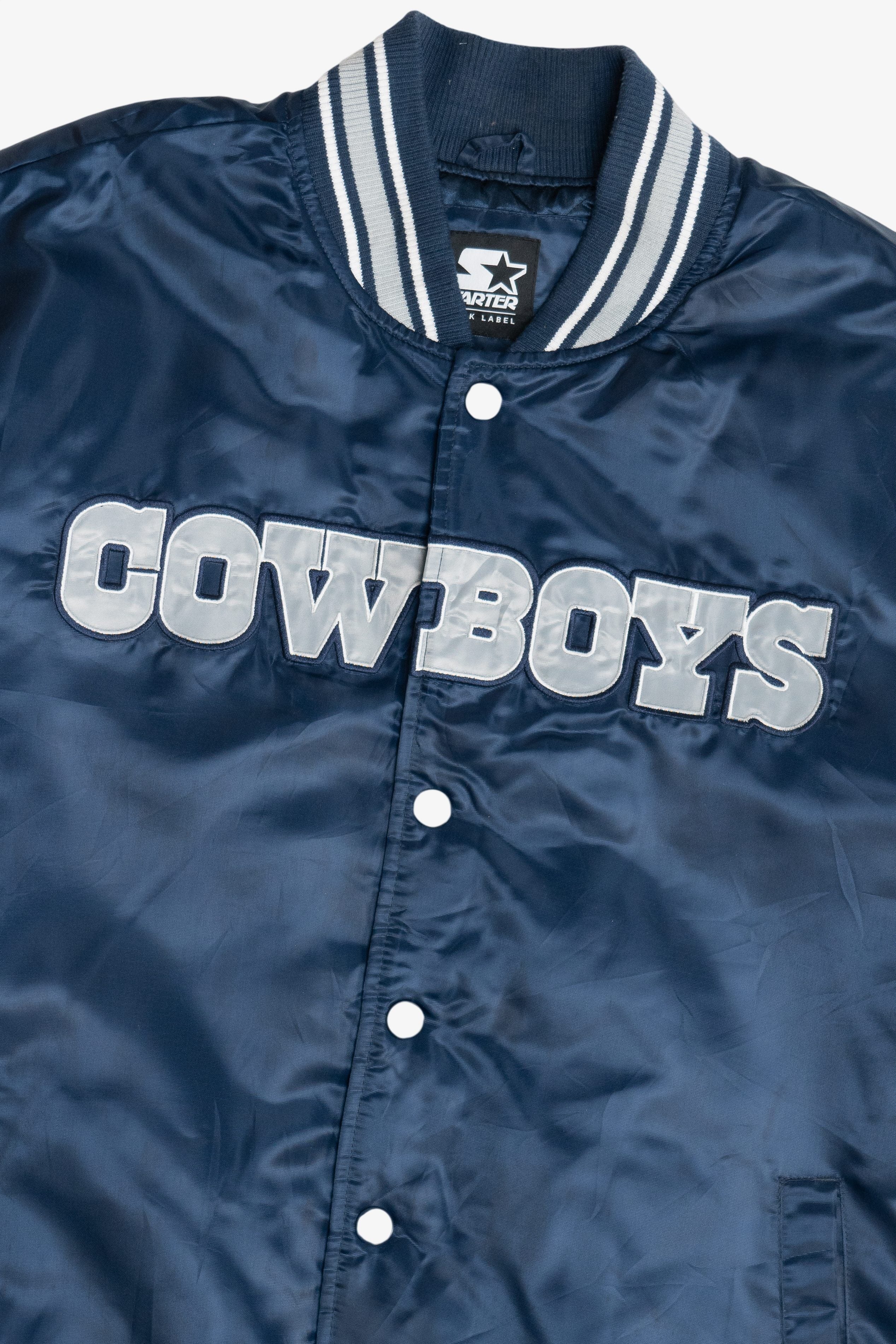 "Cowboys" Dallas Cowboys Quilt Lined Full Snap Black Label Starter Jacket (2000s)