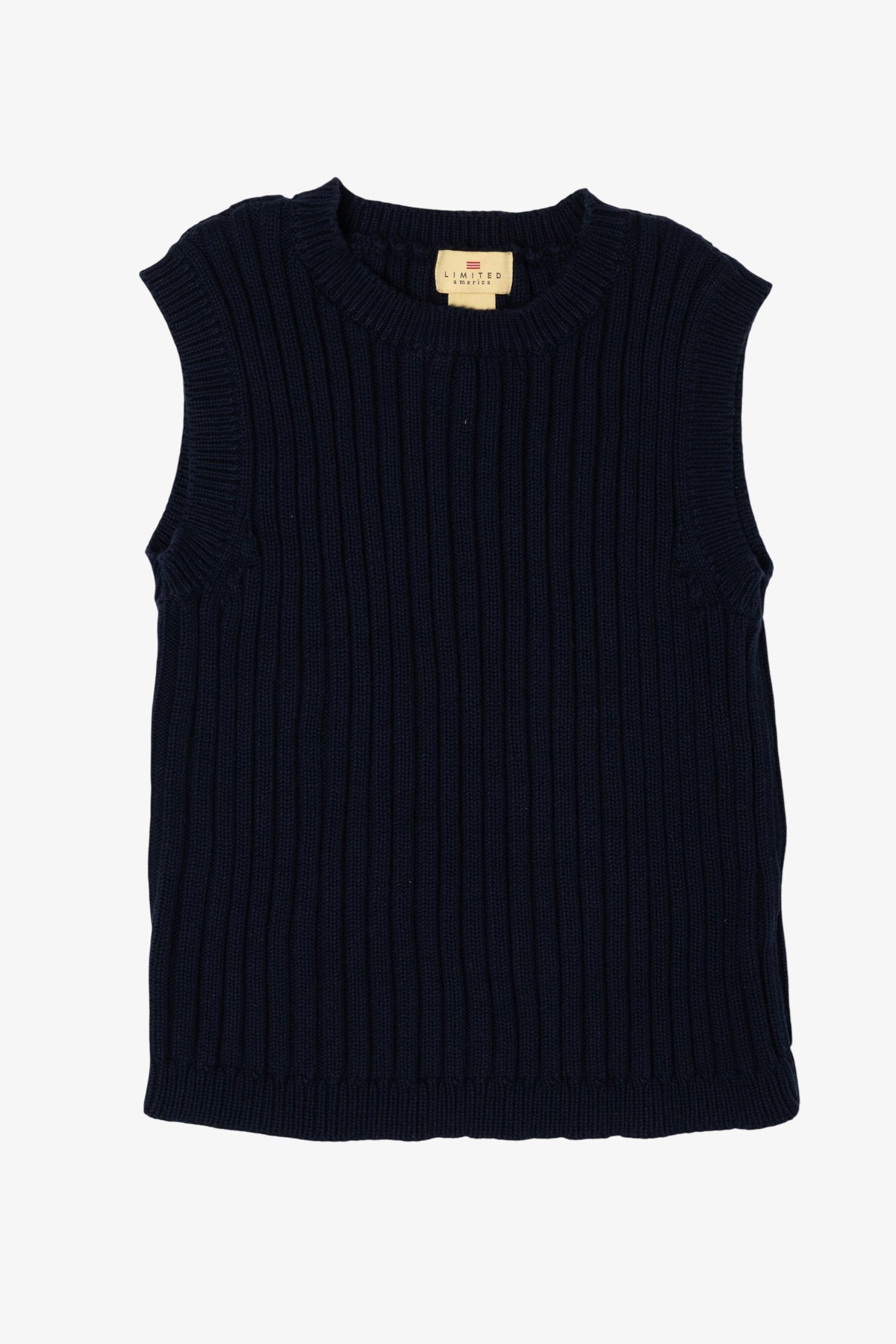 Vintage Navy Blue Limited America Ribbed Sweater Vest (1990s)