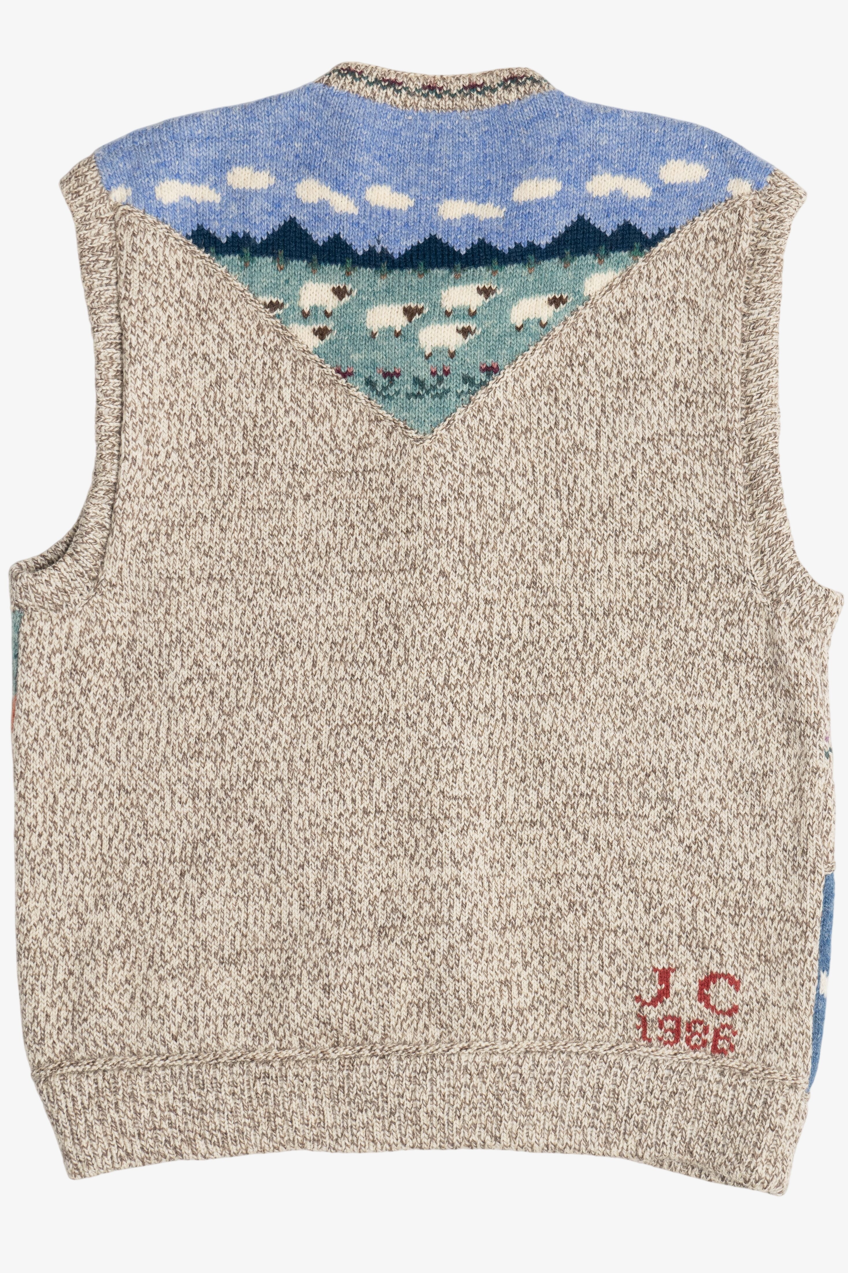 Vintage Blueberry Woolens Cows & Sheep Farm Motifs Sweater Vest (1980s)