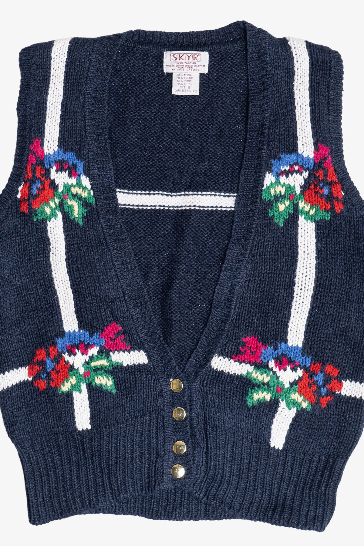 Vintage Skyr Sportswear Flower Grid Sweater Vest (1980s)