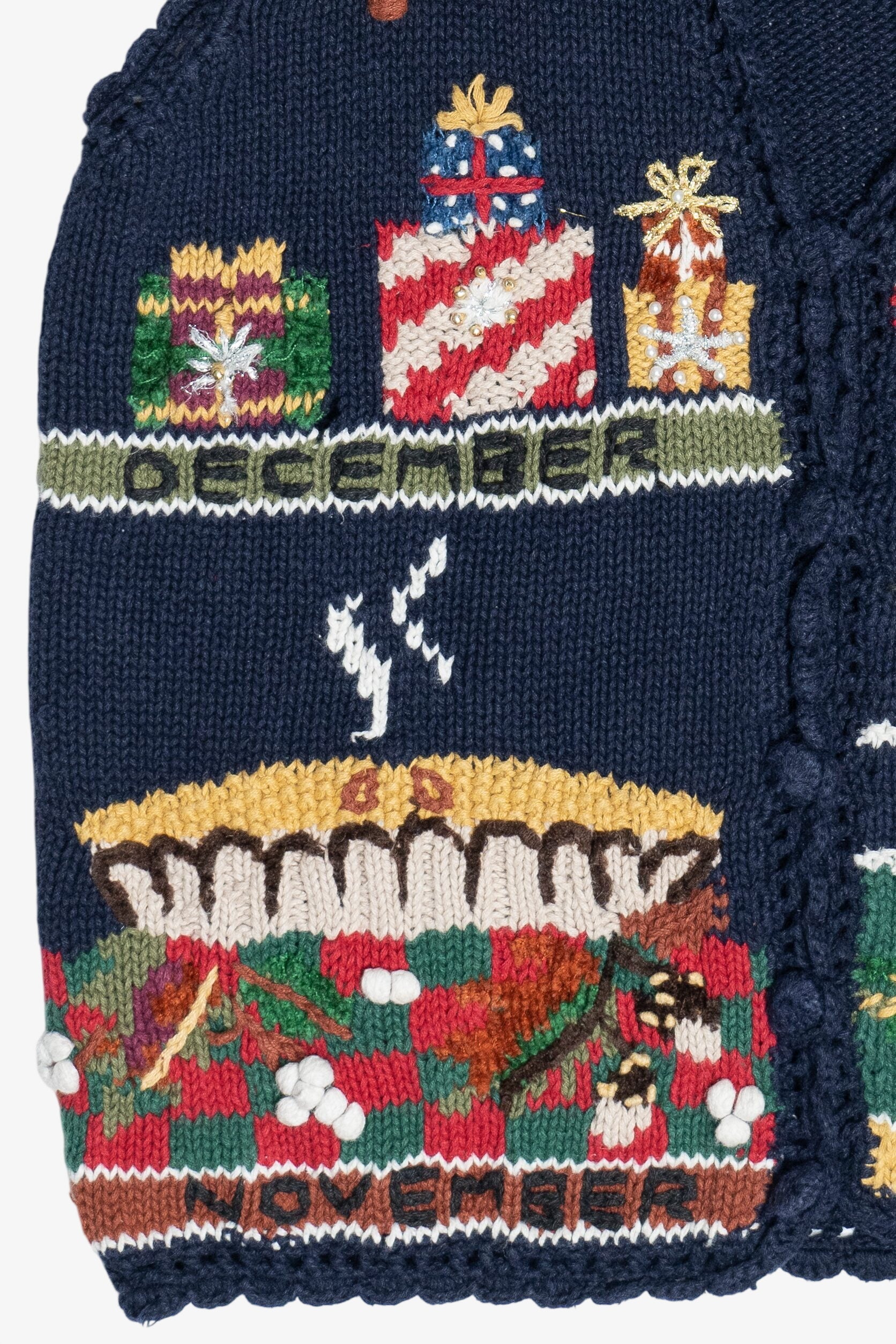 Vintage Hand Knit Fall Seasons Teachers Vest (1990s)