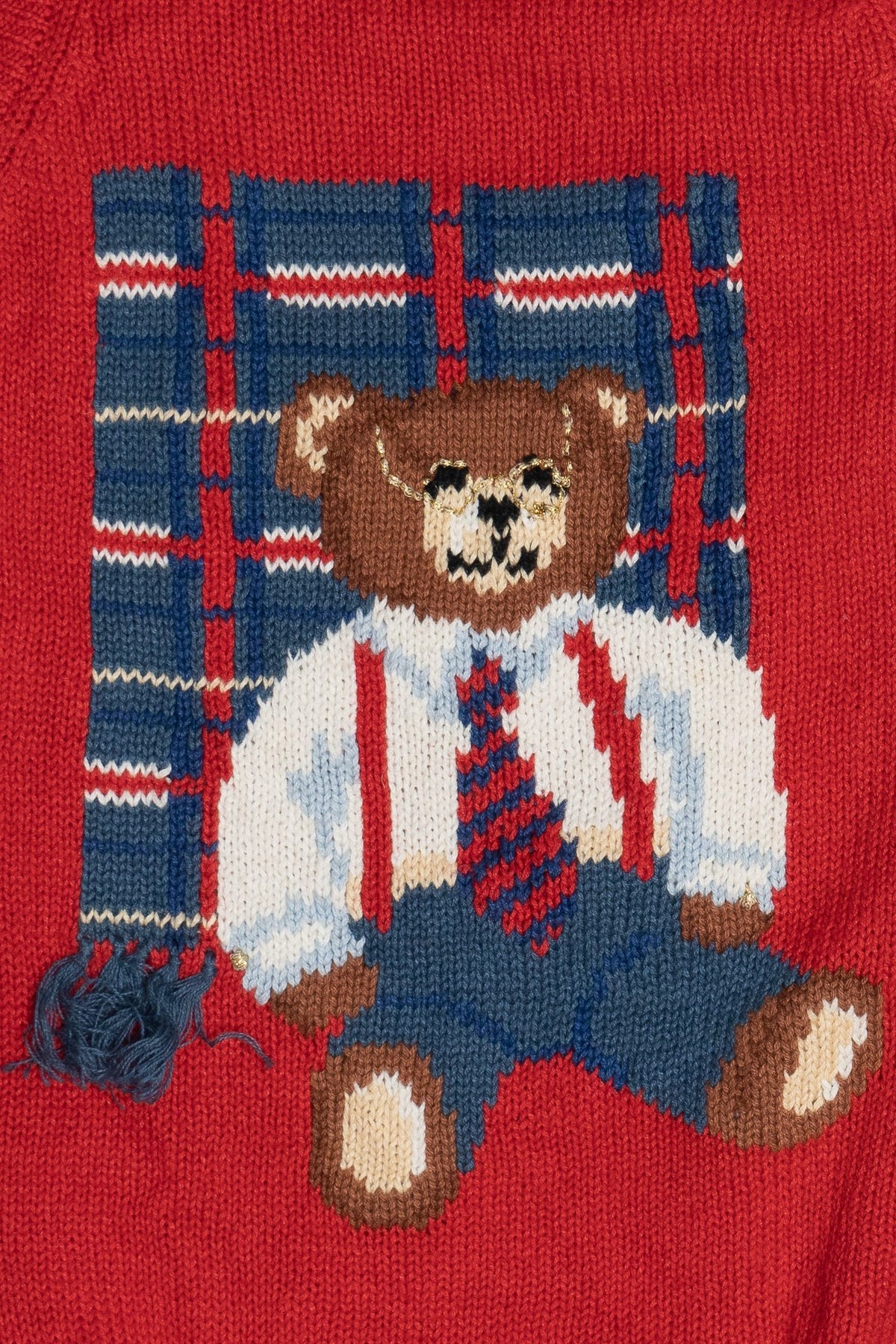 Vintage Susan Bristol Hand Embroidered Bear With Winter Scarves Button Up Vest (1990s)