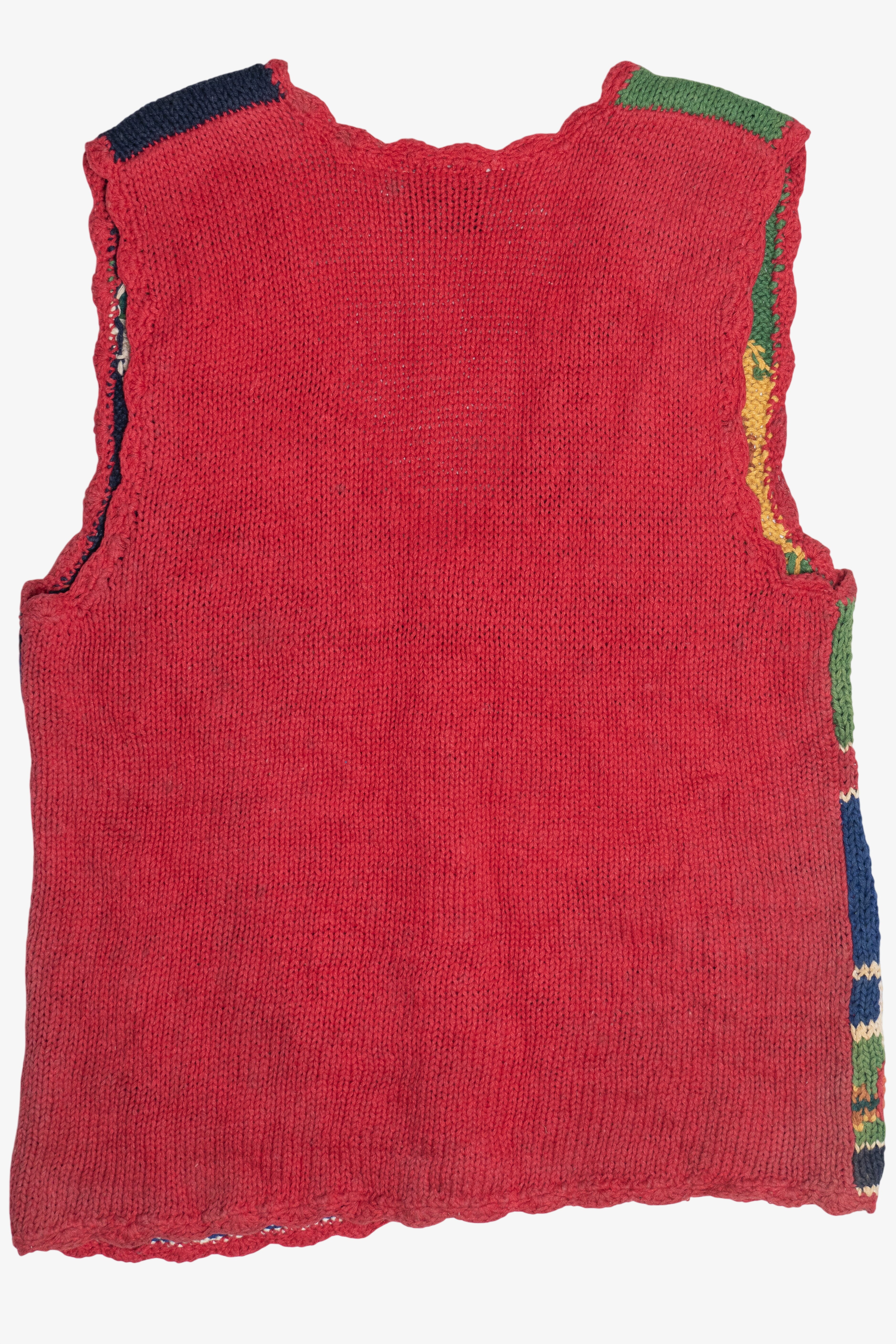 Vintage Hand Knit "September October November December" Holidays Teacher Vest (1990s)