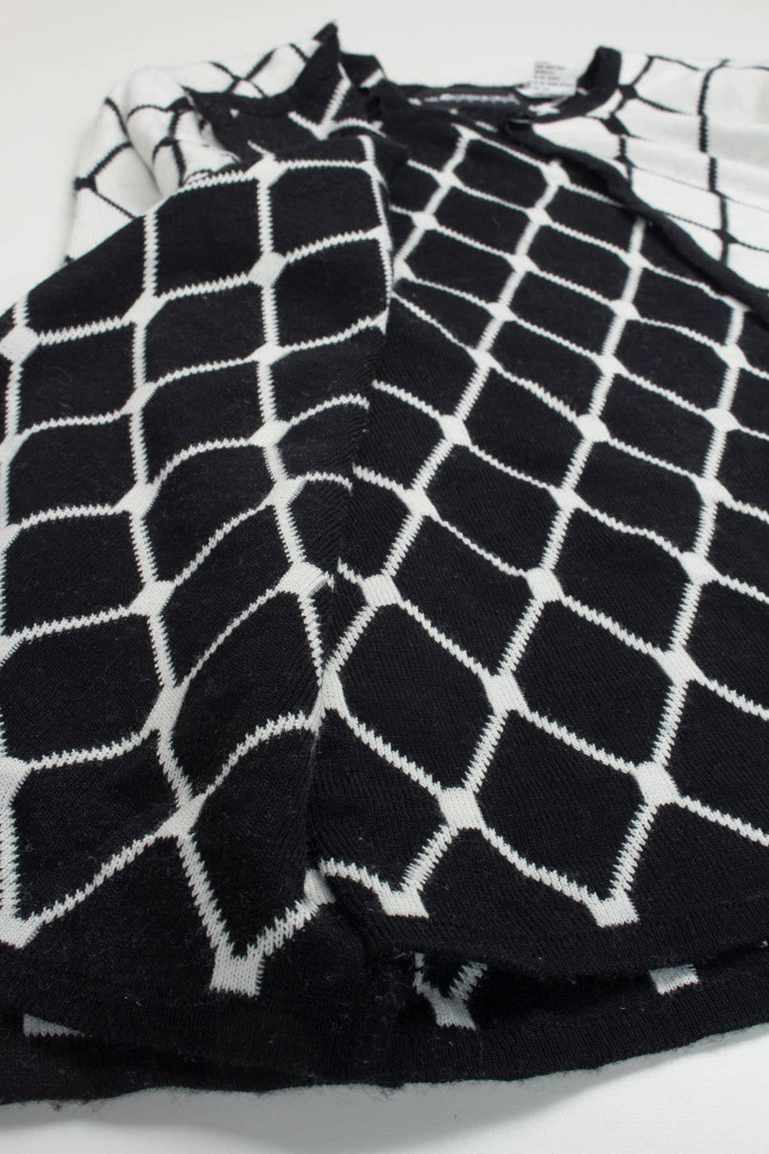 Black & White Faux Cardigan Pullover Sweater 100