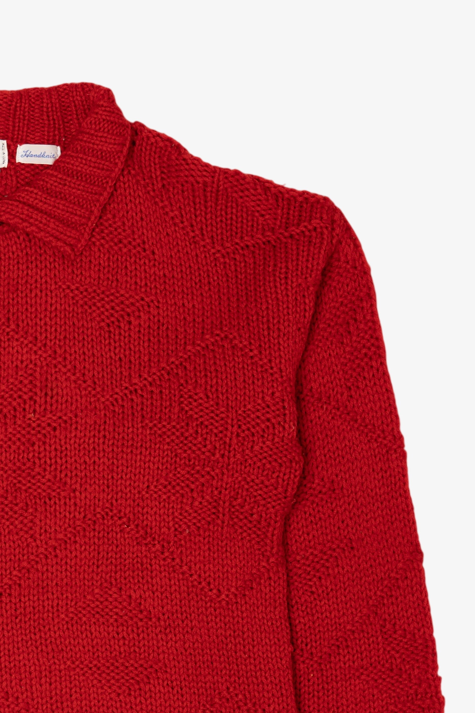 Vintage Hand Knit Red Sierra Wollens Sweater (1980s)