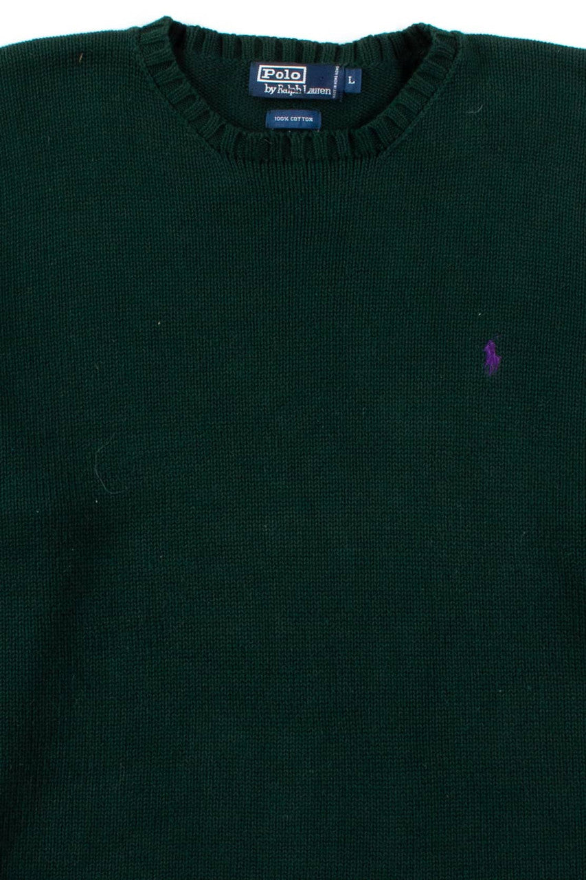 Vintage Dark Green Polo Sweater
