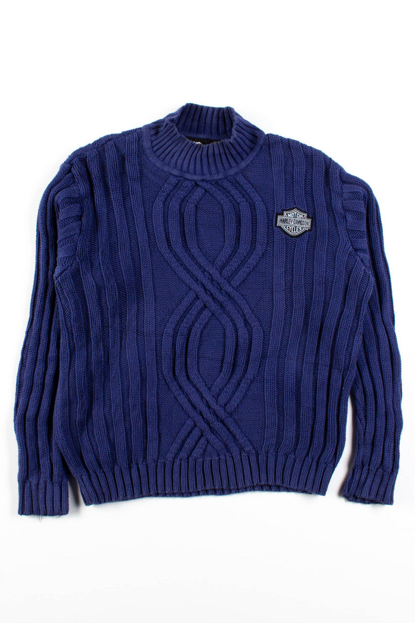 Vintage Harley Davidson Cable Knit Sweater