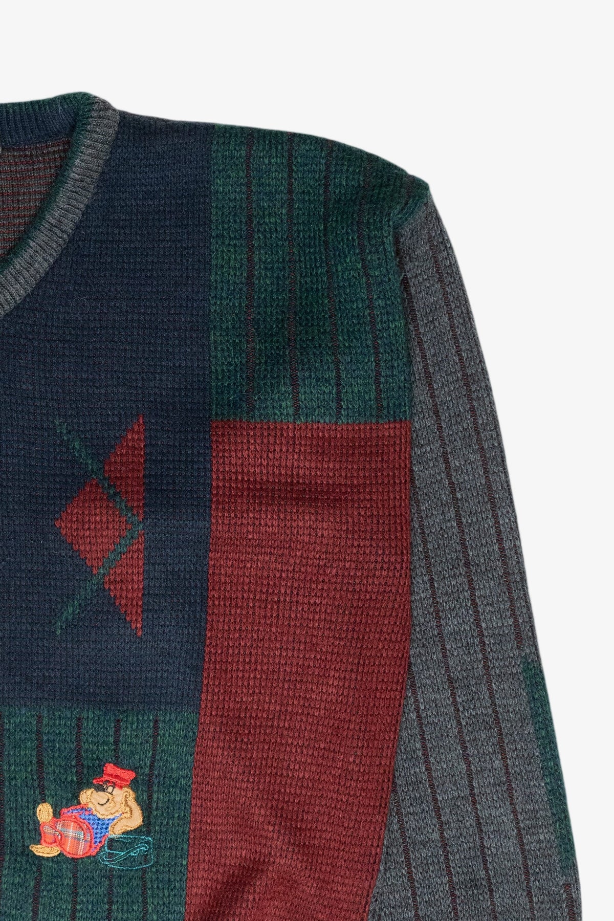 George Geometric Bear Applique Vintage Sweater (1980s)