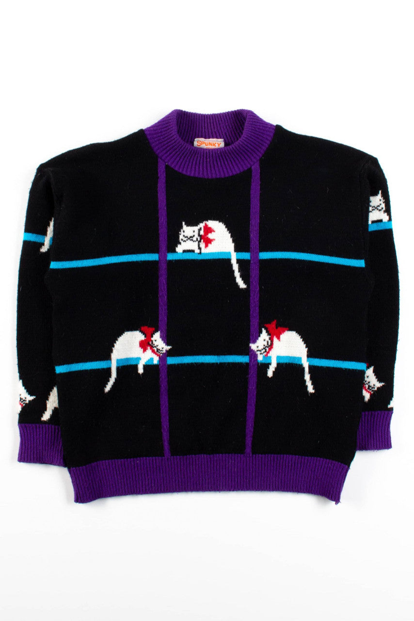 Vintage Cat Grid Sweater