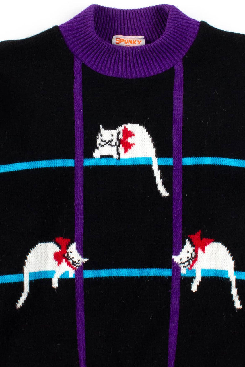 Vintage Cat Grid Sweater