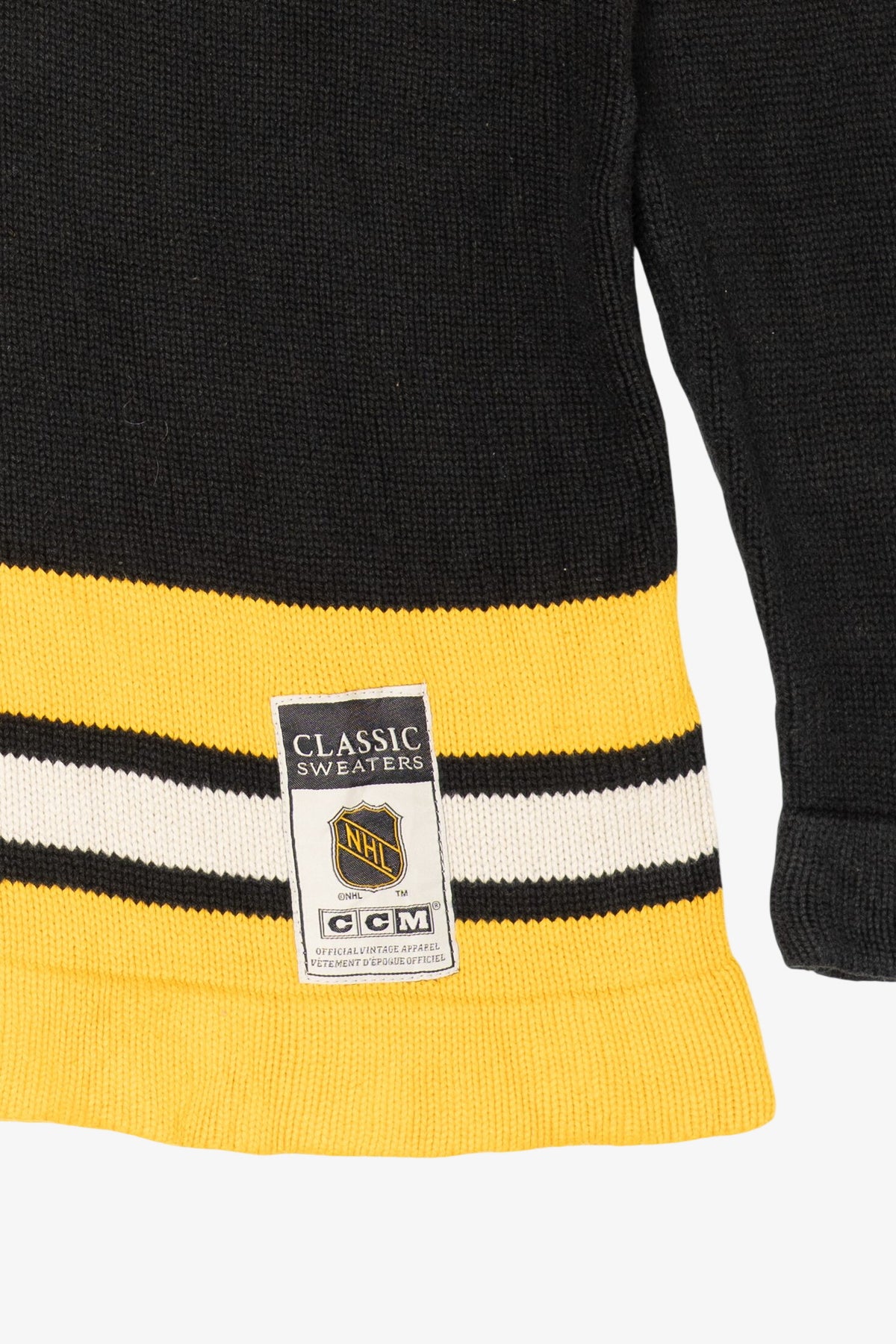 Vintage Boston Bruins NHL CCM Knit Hockey Jersey Sweater (1990s)