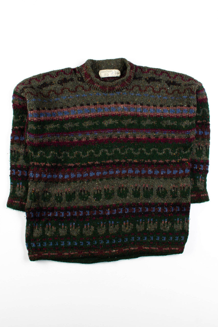 Vintage Irish Stripe Pattern Sweater