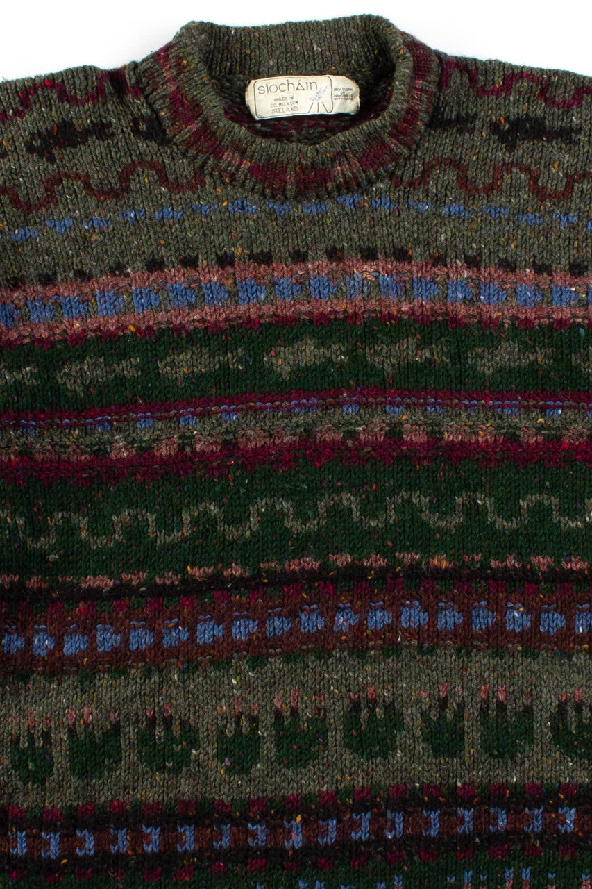 Vintage Irish Stripe Pattern Sweater