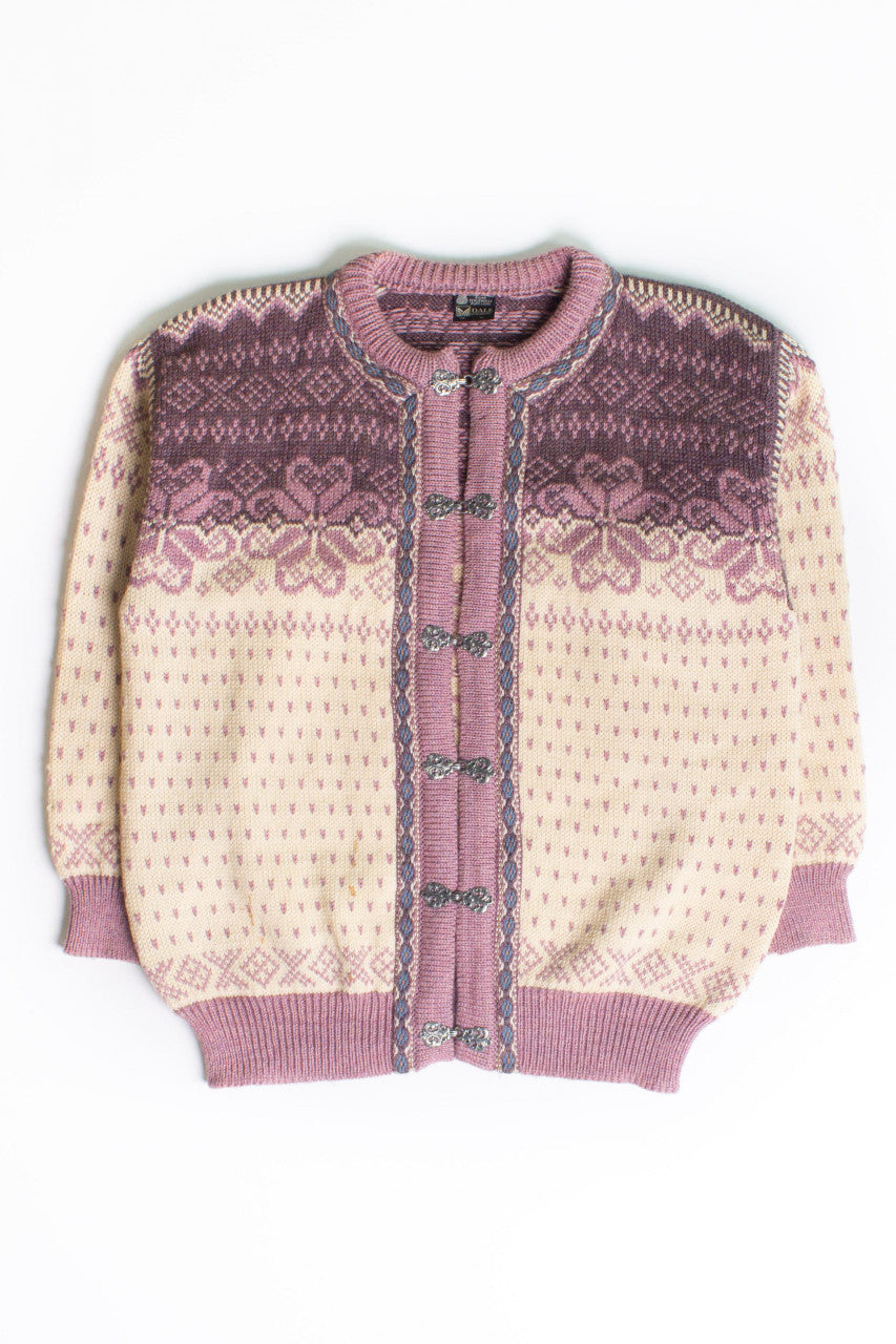 Vintage Pink Fair Isle Sweater Jacket (1980s)