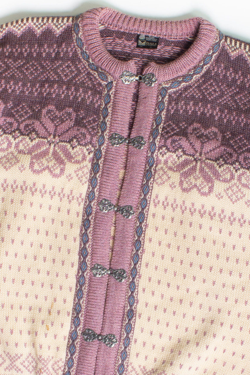 Vintage Pink Fair Isle Sweater Jacket (1980s)