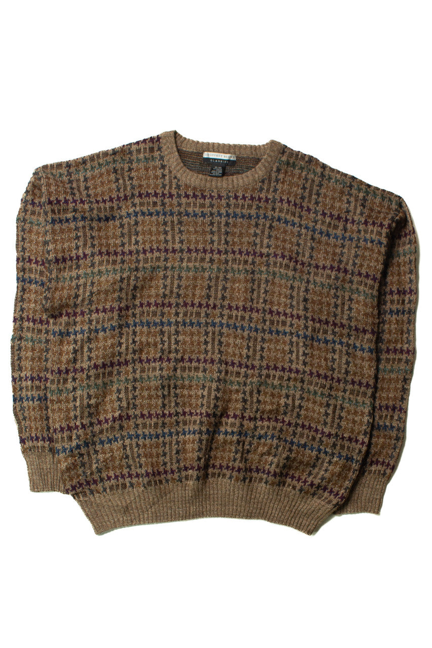 Vintage Brown Houndstooth Sweater (1990s)