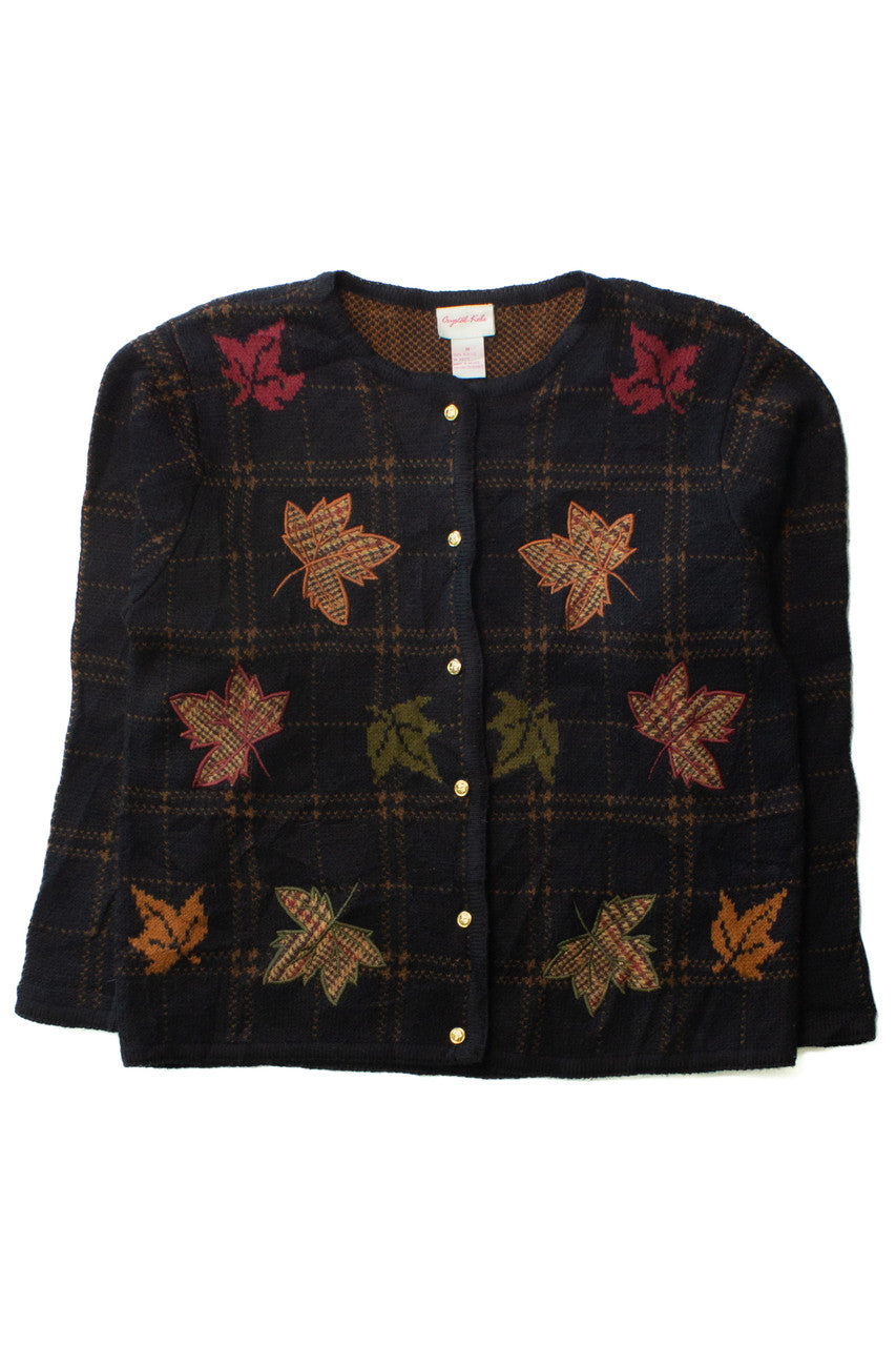 Vintage Fall Leaves Cardigan Sweater (1990s)