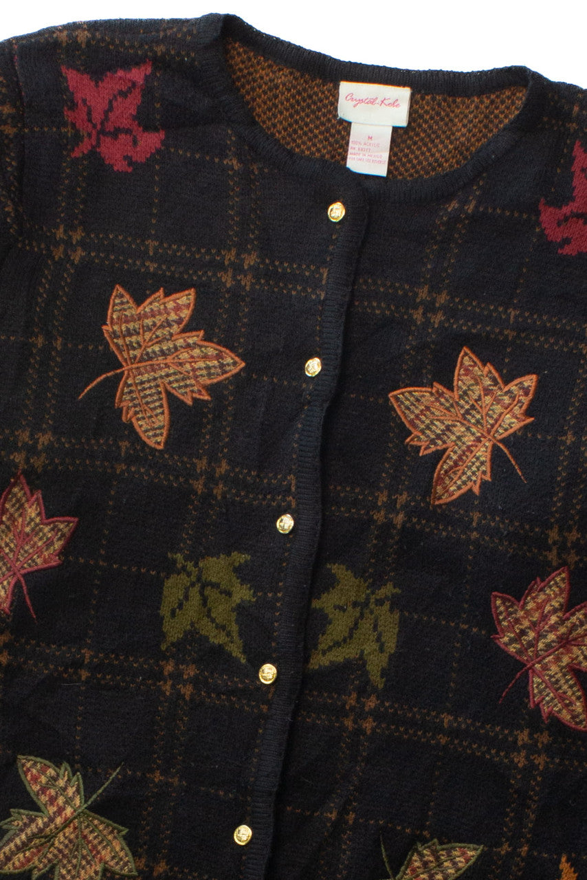 Vintage Fall Leaves Cardigan Sweater (1990s)